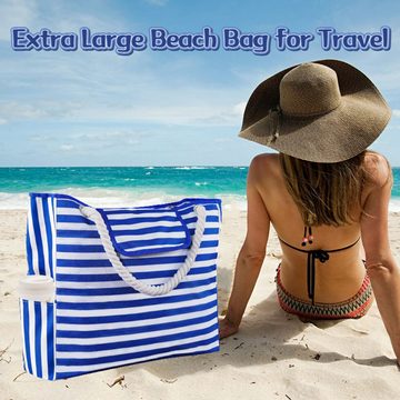 Cbei Strandtasche Groß Tote Bag Einkaufstasche Wasserdicht Familie Shopper Tasche (Stylische geräumige Tragetasche mit 4 Innentasche und 2 Seitentaschen, 1-tlg., Badetasche Damen Wasserdicht, Beach Bag Tote Bag, 53x15x45cm), Beach Bag für Reisen, Strand, Schwimmbad