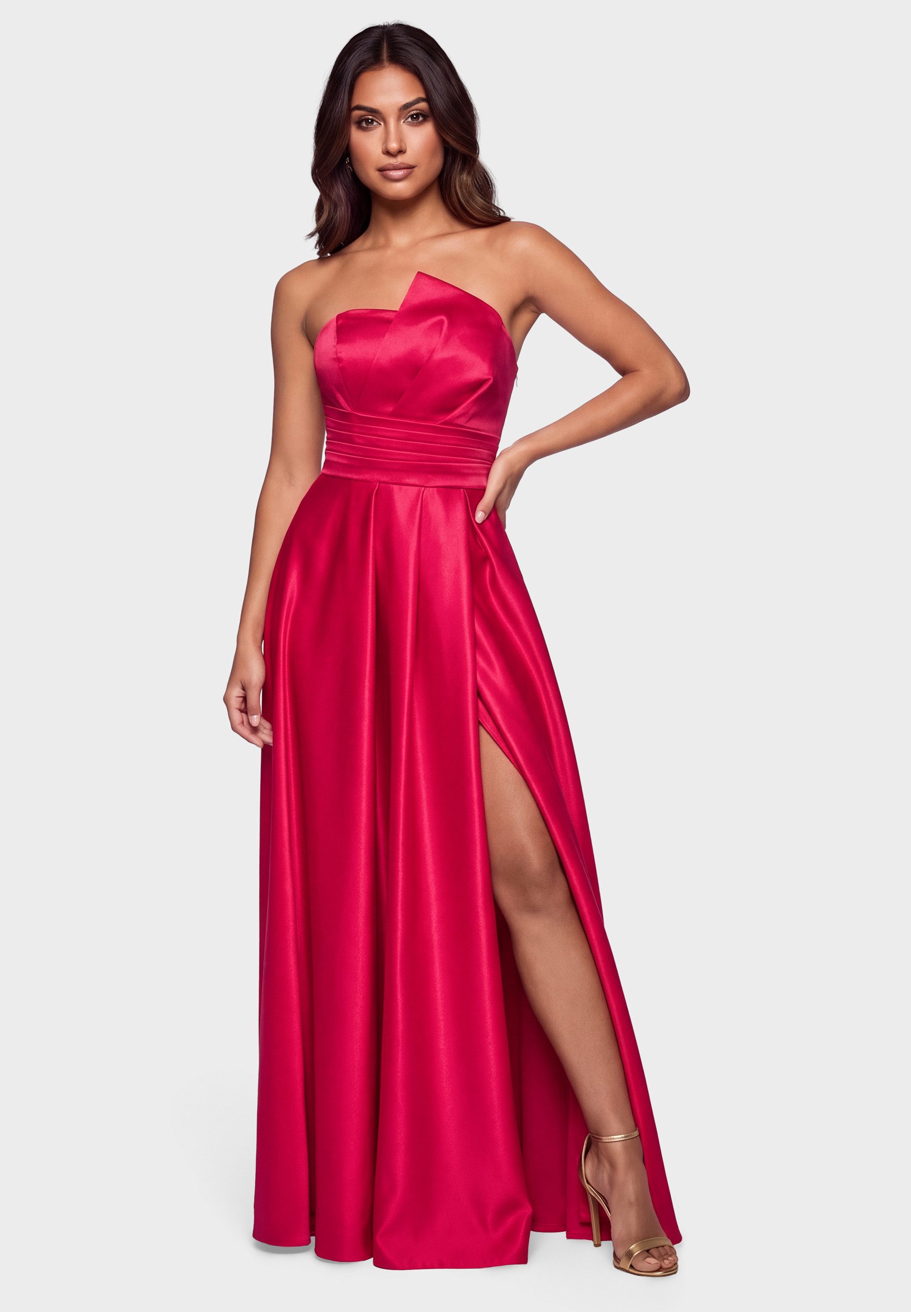 OMBRE Abendkleid Abendkleid Maxi mit elegantem Schnitt Rot XS (kein Set, 1-tlg) in Unifarbe