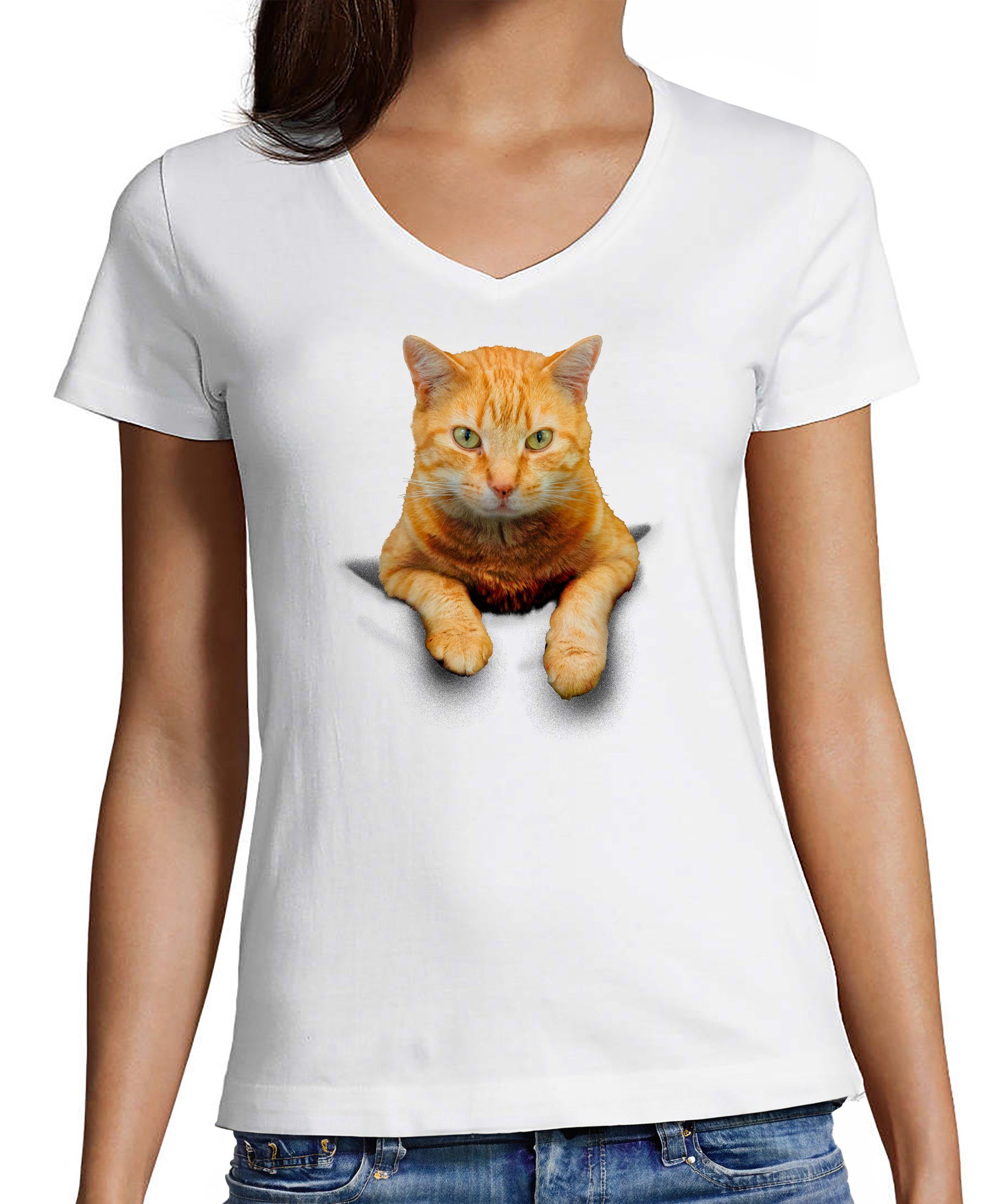 MyDesign24 T-Shirt Damen Katzen Print Shirt günstig online kaufen