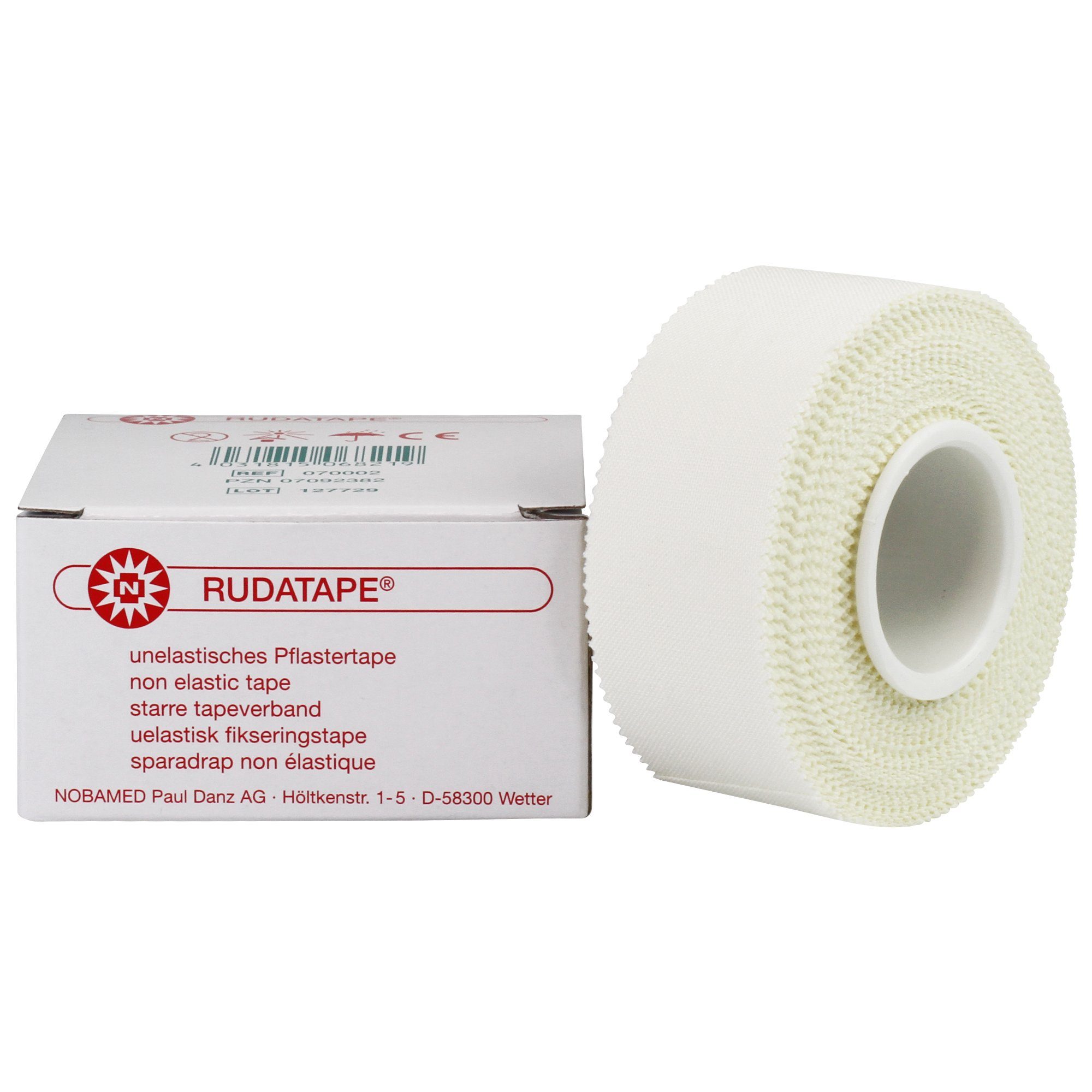 Nobamed Wundpflaster RUDATAPE Weiß unelastisches Tape 10 m x 2,50 cm