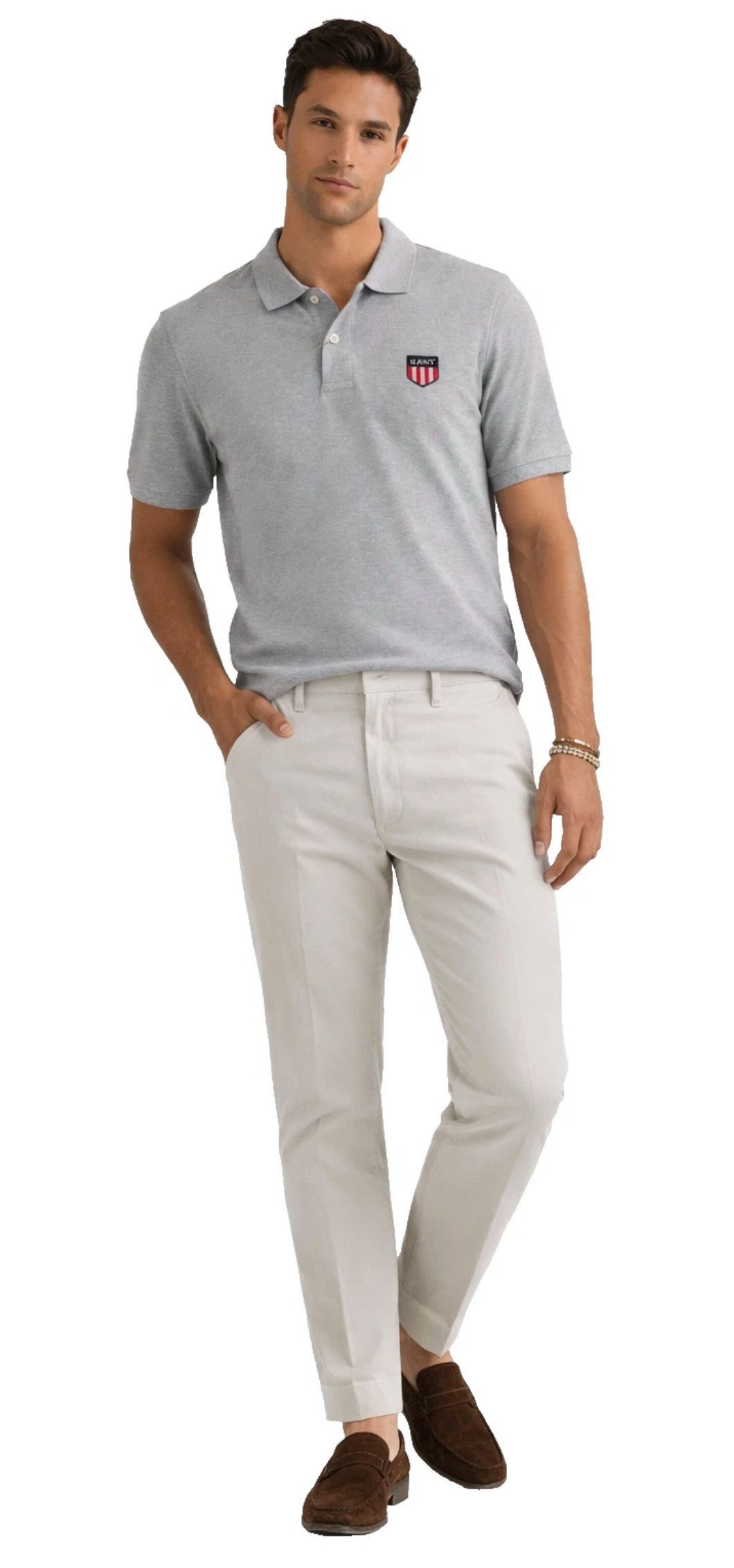 Gant Poloshirt Herren Retro Shield Pique Logo Regular Comfort Fit Retro Shield Logo Stickerei aus den 90ern