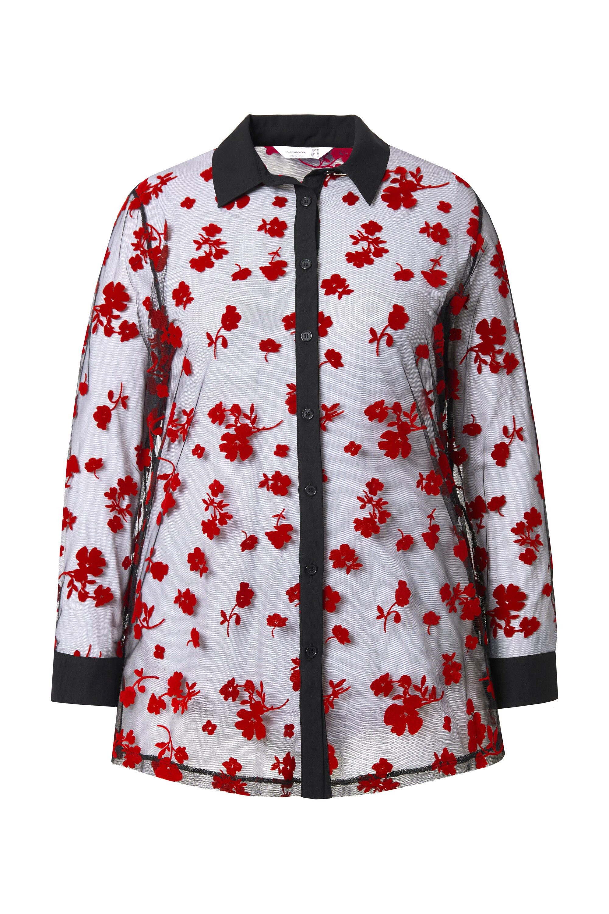 MIAMODA Hemdbluse Bluse Regular Fit leicht transparent Flockdruck günstig online kaufen