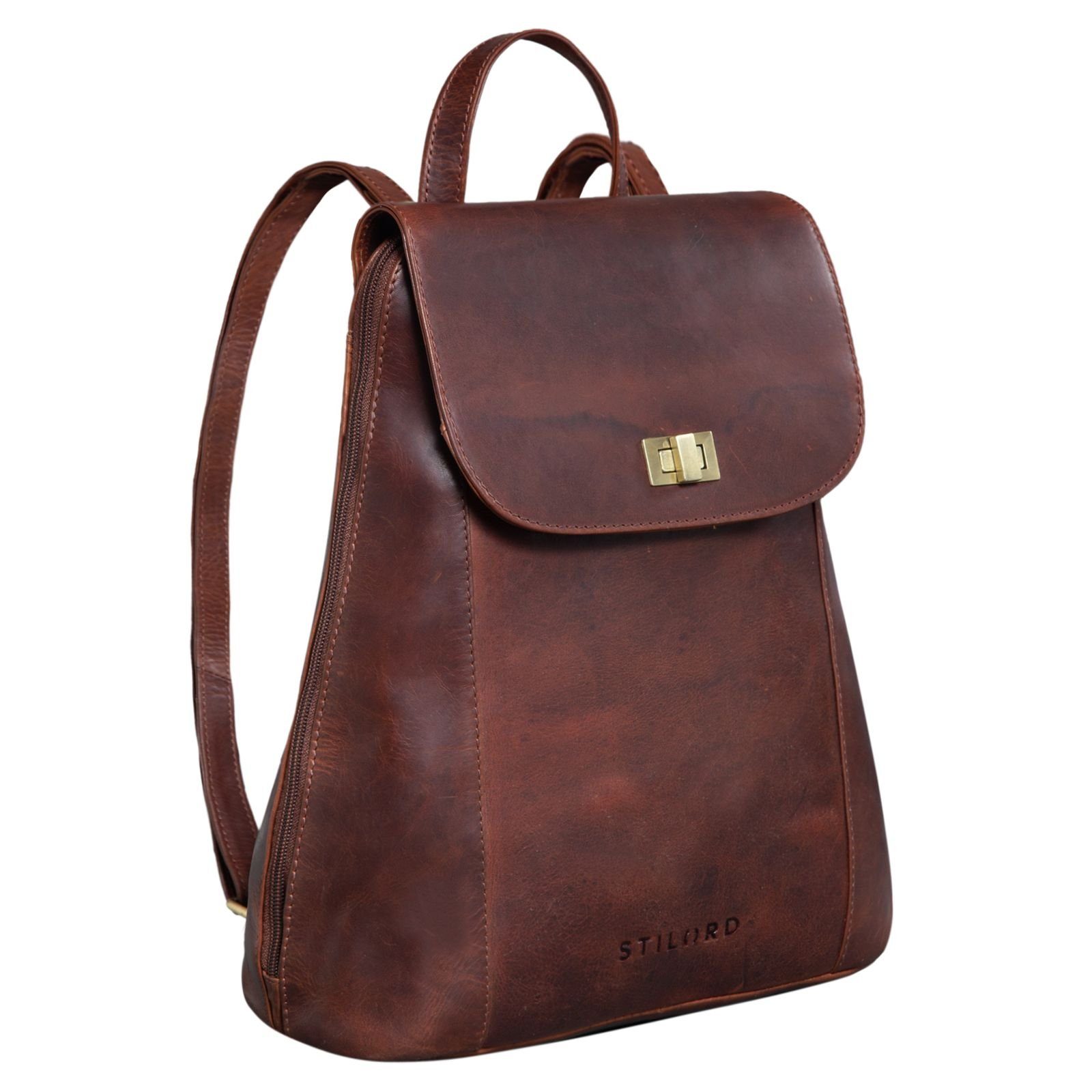 STILORD Cityrucksack "Victoria II" Lederrucksack Damen Vintage