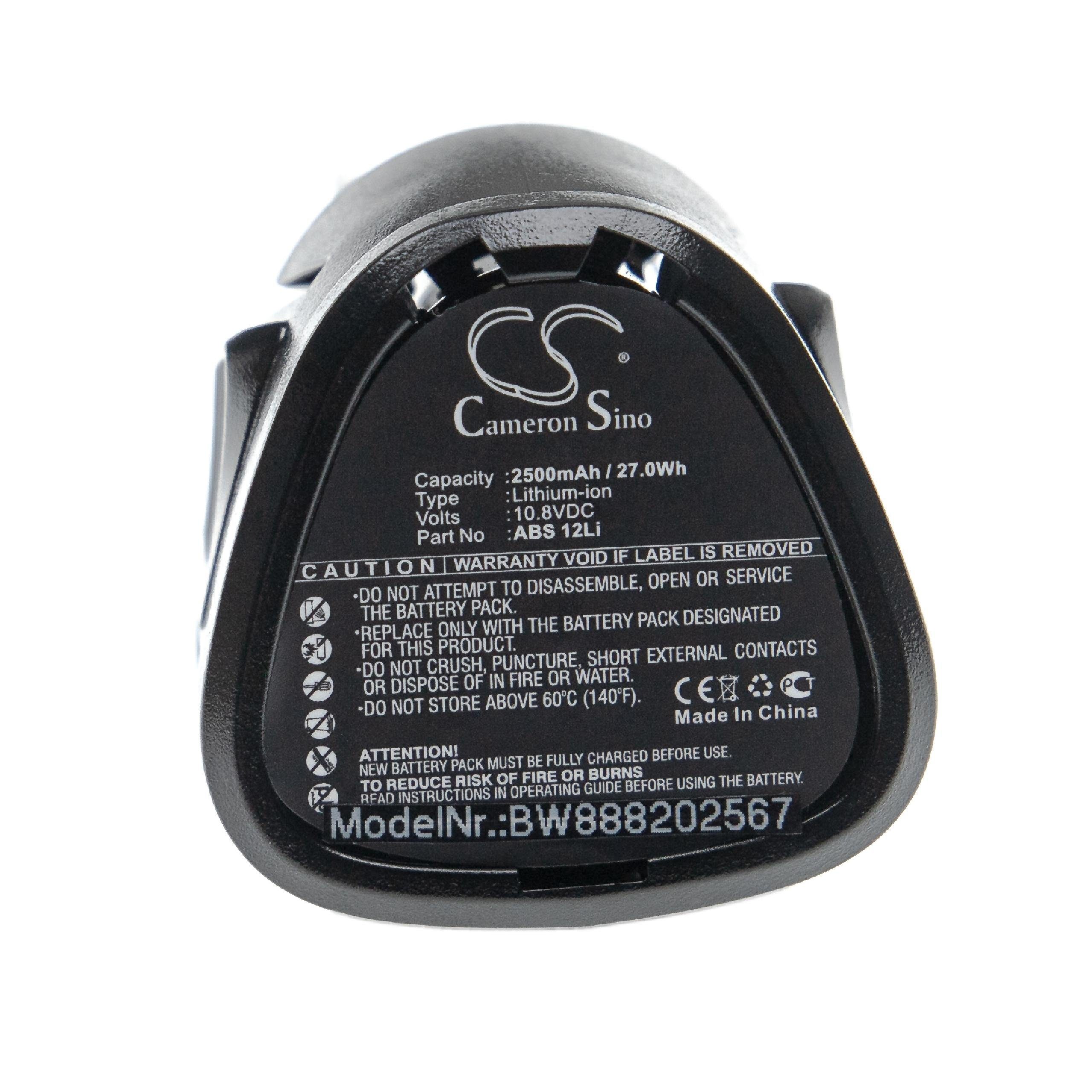 passend für Lux Tools ABS 12Li 396951 Elektrowerkzeug (2500 mAh, 10,8 Akku