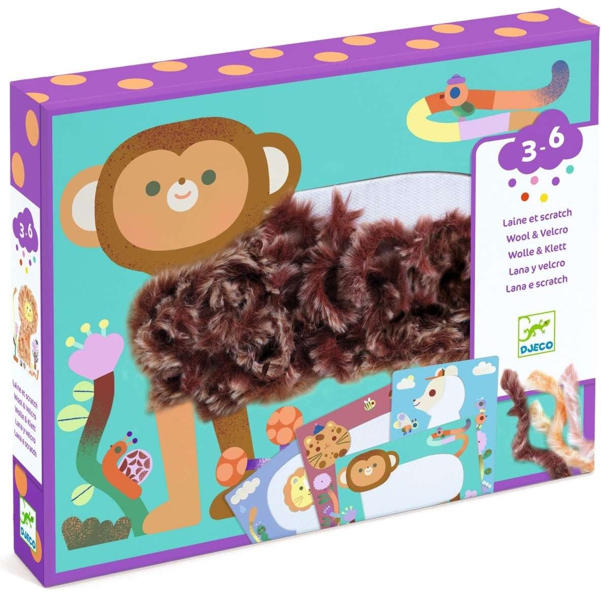 DJECO Kreativset Bastelpackung 3-6: Flauschige Freunde Kreativset für Kinder