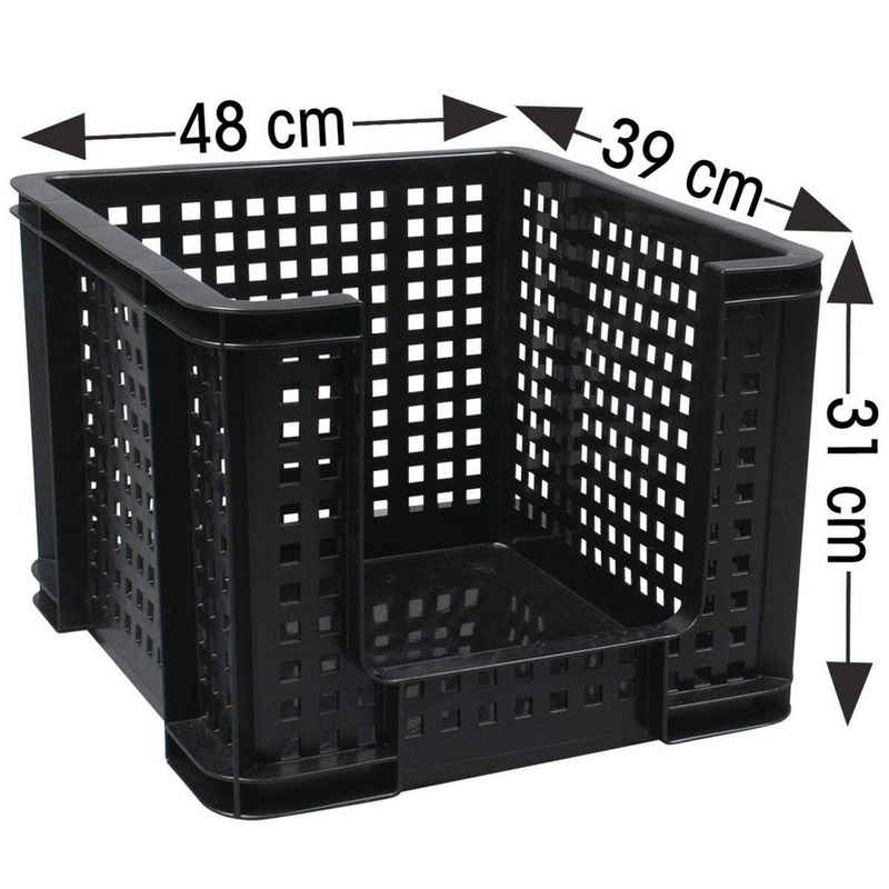 REALLYUSEFULBOX Aufbewahrungsbox, 35 Liter, Gitterbox mit Öffnung, stapelbar