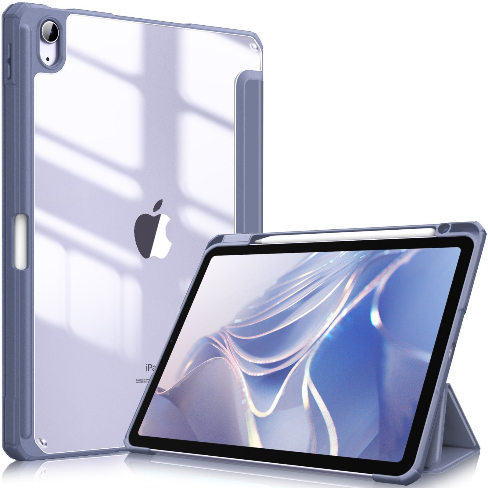 Fintie Tablet-Hülle für iPad Air 11'' M4/M3/M2(2026/2025/2024), iPad Air 5/4 Gen 2022/2020 10.9 Zoll, mit Stifthalter, Hülle mit transparenter Hartschale auf der Rückseite