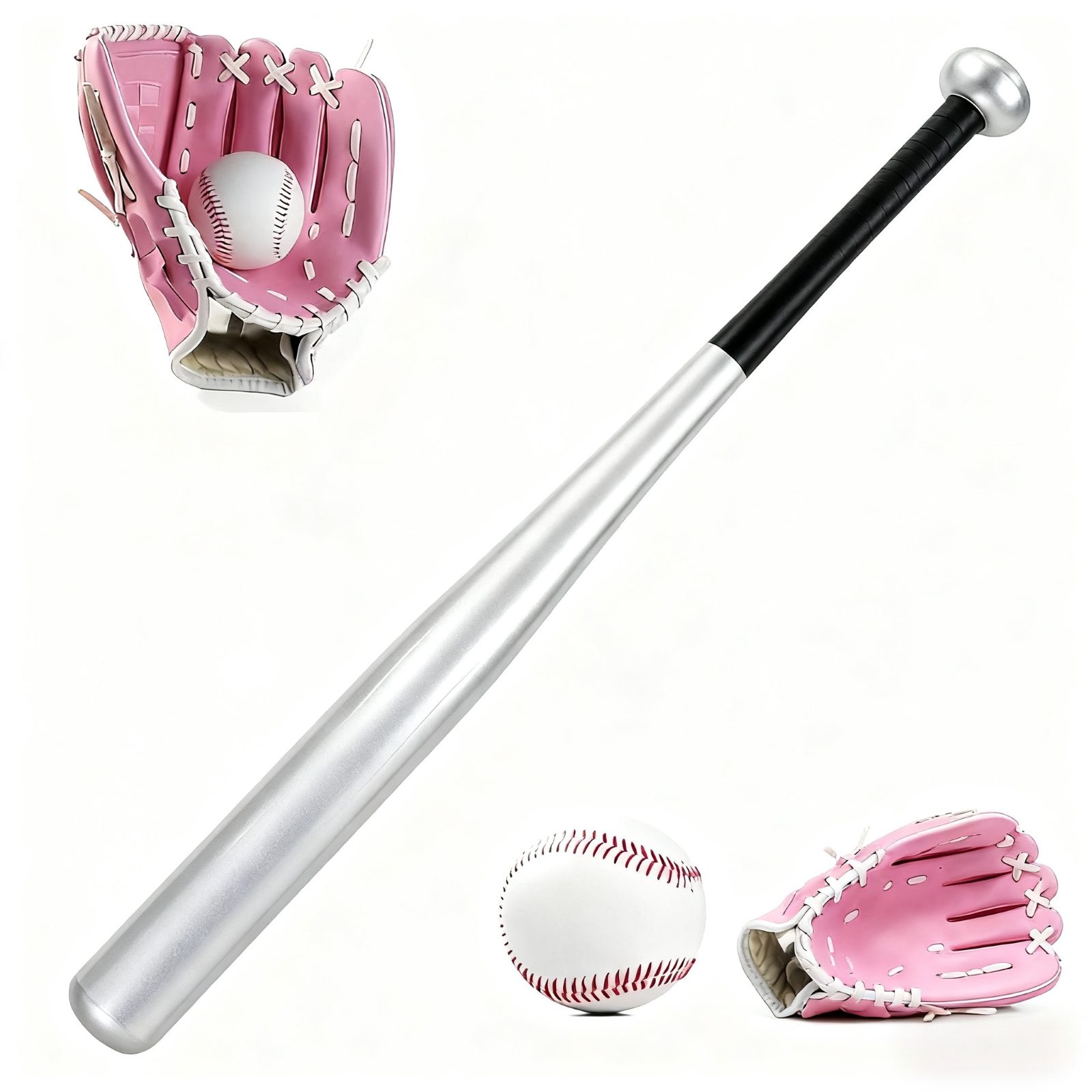 Baseballschläger 50cm Rot/Blau/Silber Carbon-Stahl Baseballkeule für Jugendliche
