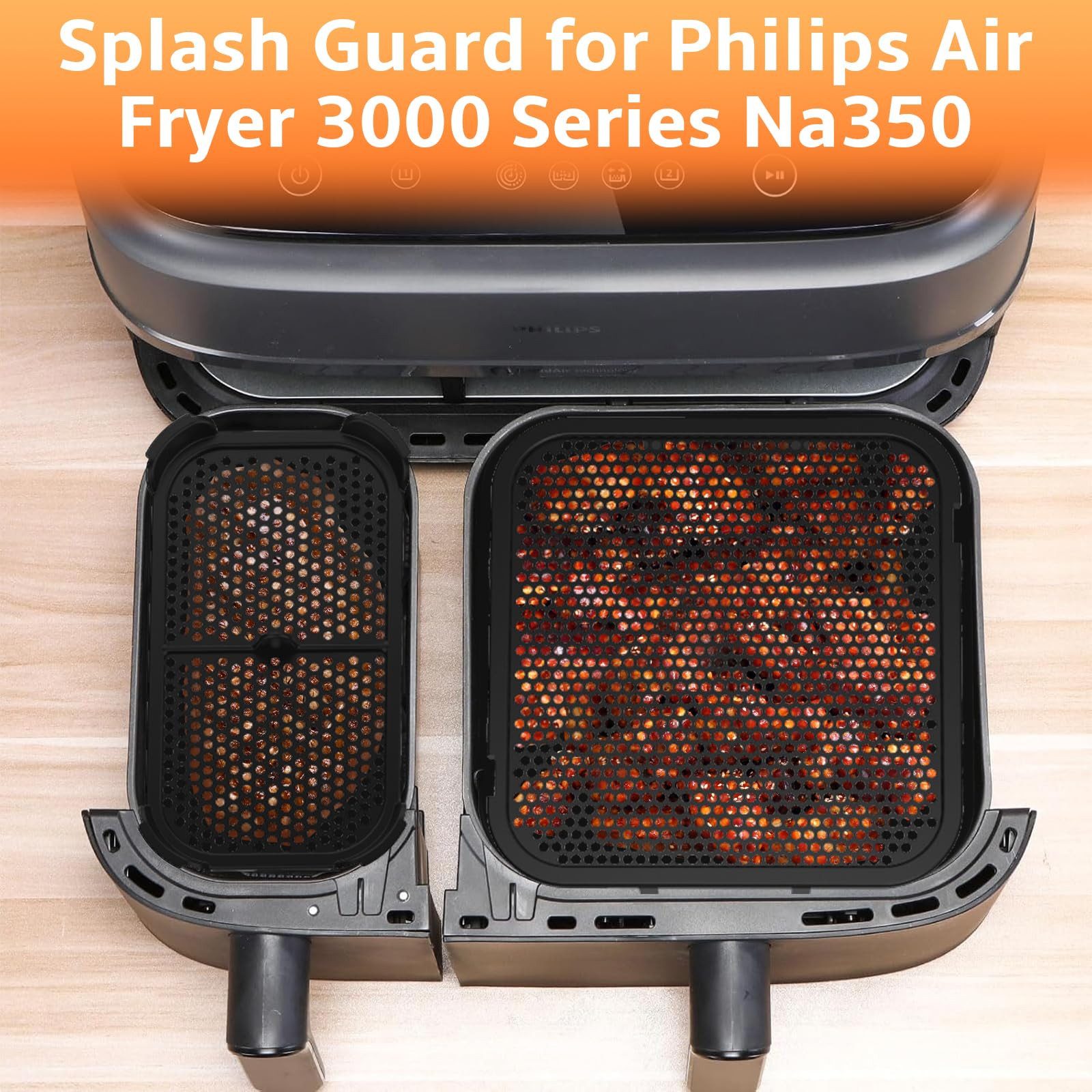 SURFOU Küchenmaschinen Zubehör-Set Spritzschutz für Philips Dual Basket Airfryer 3000 Serie & 5000 Serie, Zubehör für Philips Heißluftfritteuse, Speziell für Philips Airfryer Dual Basket 3000 Series(NA350) & 5000 Series(NA550), 3L+6L – gegen Fett schützen, Schutz für Heizspirale & Ventilator, Hitzebeständig bis 230°C, Spülmaschinenfest, Lebensmittelechtem Silikon, Rutschfest, verschleißfest und stabil, Lebensmittelechtem Silikon, Rutschfest, verschleißfest und stabil