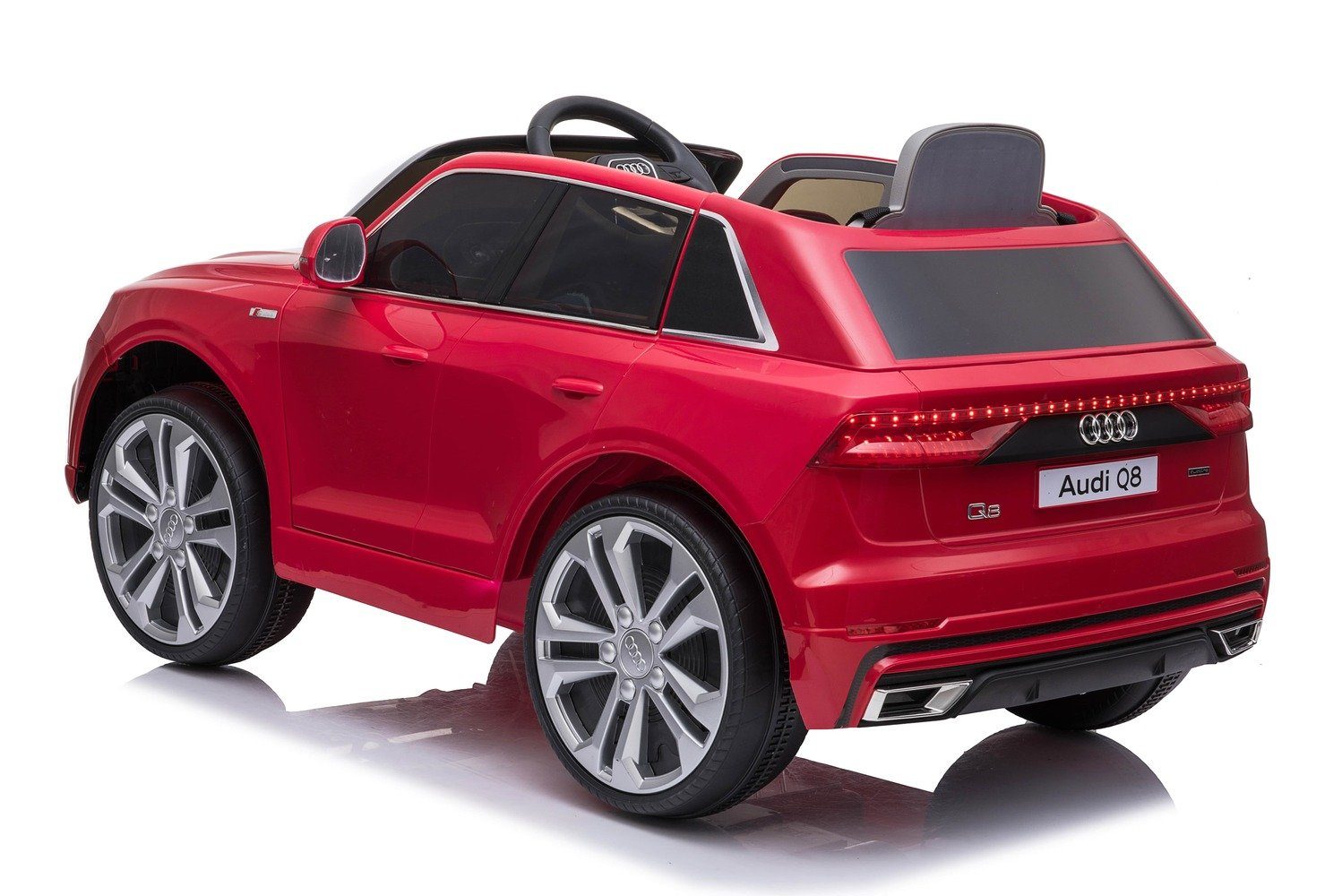 BoGi Ledersitz Q8 Kinderfahrzeug EVA-Vollgummireifen Audi 2x35W Elektro-Kinderauto Rot SUV