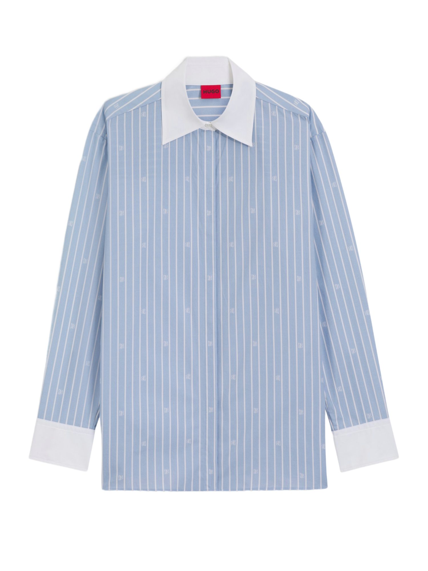 HUGO Blusenshirt HUGO Women RED blau,Business,Baumwolle,Gestreift,Hemdblusenkragen,Lang,Oversized