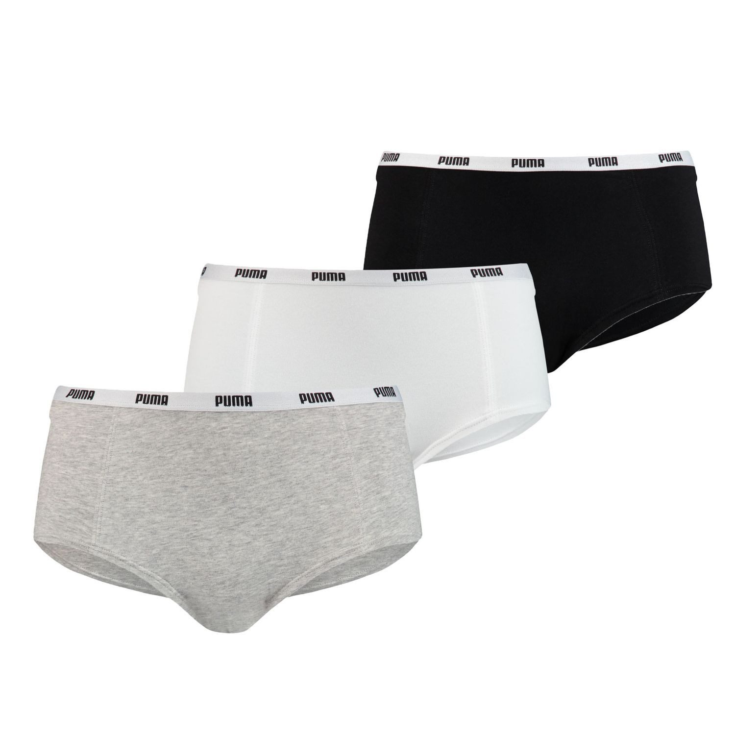 PUMA BODYWEAR Panty Mini Shorts Comfort Cotton Stretch (Set) Webgummibund, Logo