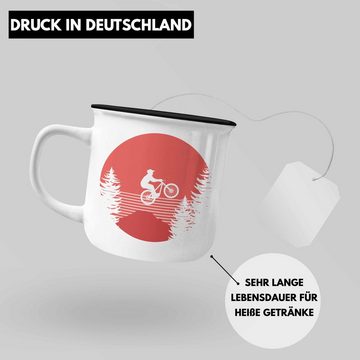 Trendation Thermotasse Trendation - Moutainbike Geschenk Emaille Tasse Mountainbiker Geschenkidee Kinder KaffeeEmaille Tasse Männer Accessories Grafik MTB Herzschlag