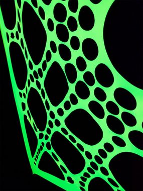 Wandteppich Schwarzlicht Segel Spandex "Neon Spiderweb" Vanille, 3x3m, PSYWORK, UV-aktiv, leuchtet unter Schwarzlicht
