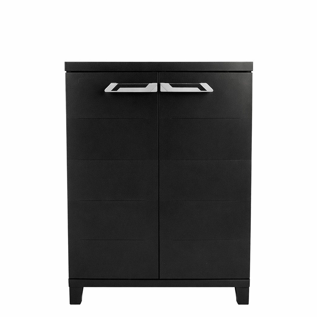 ONDIS24 Beistellschrank Kunststoffschrank Prime 88x66x40 cm schwarz abschließbar Kunststoffschrank Allzweckschrank mit 15kg Belastung pro Einlage