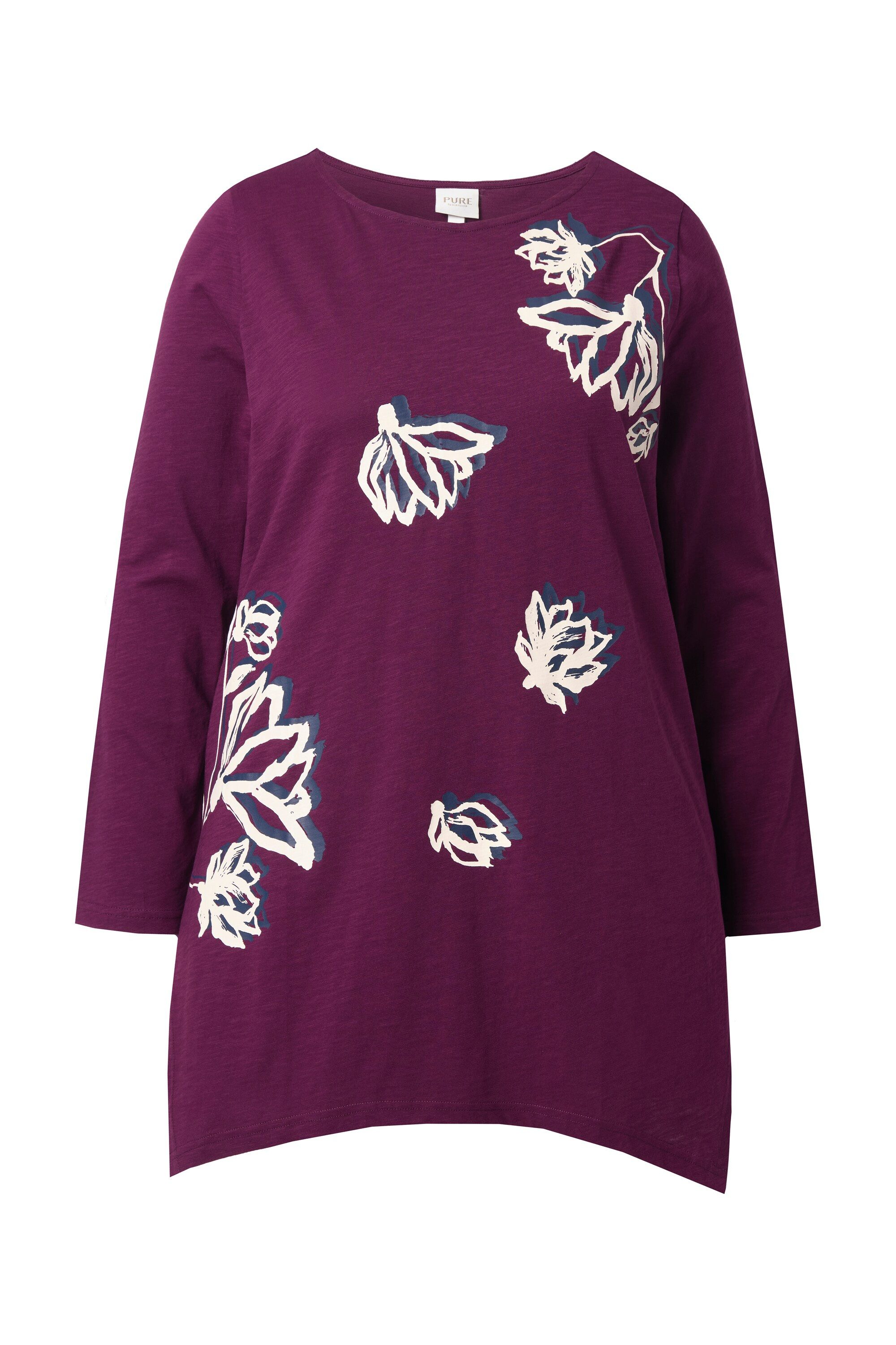 Ulla Popken T-Shirt Shirt A-Linie U-Boot-Ausschnitt Langarm günstig online kaufen