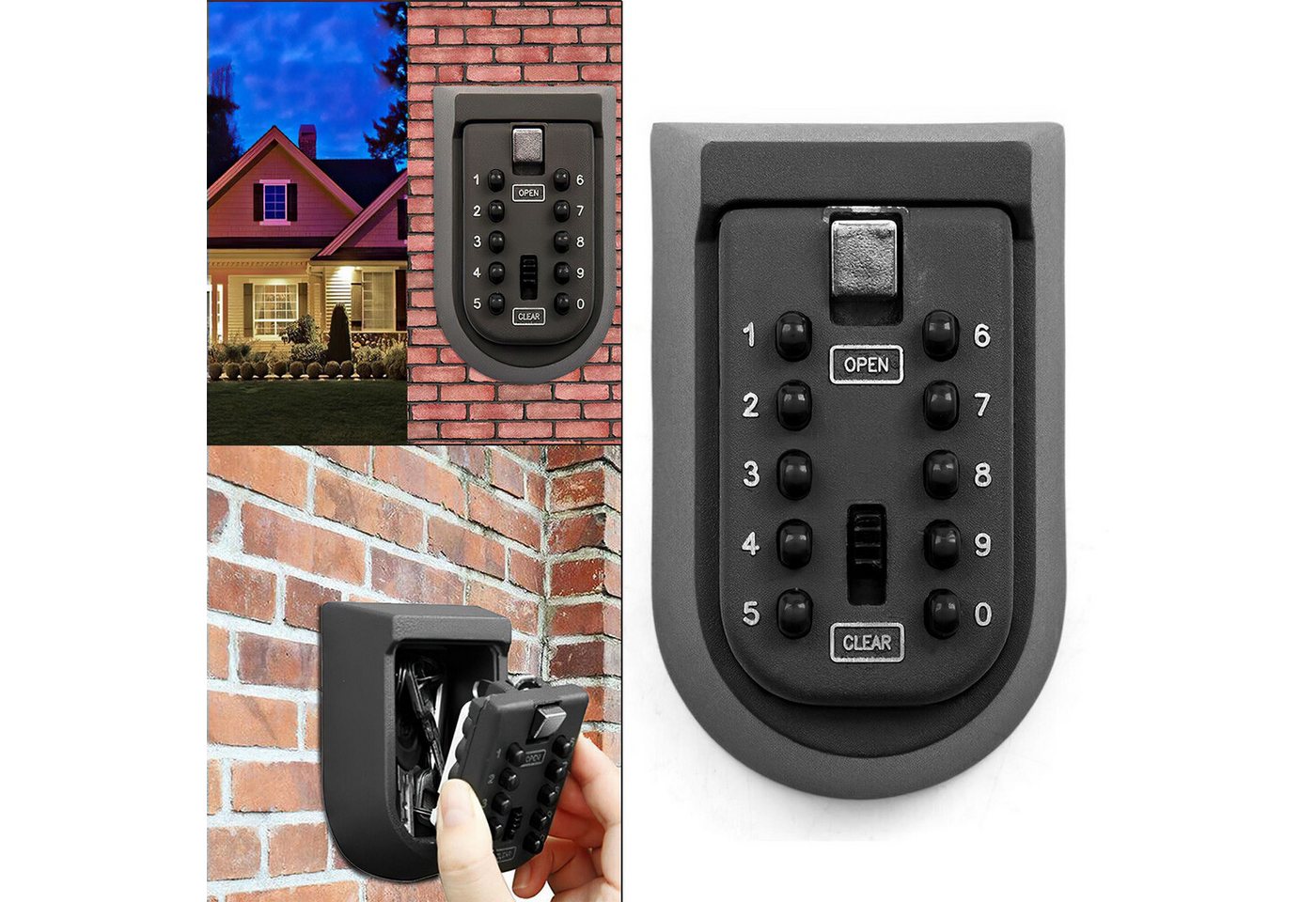 Thumbnail - BlingBin Schlüsseltresor Tastenschlüsselsafe für die Außenwandmontage mit 10 Zahlencode (1er Set, 1-St., 1pcs), wasserdi...