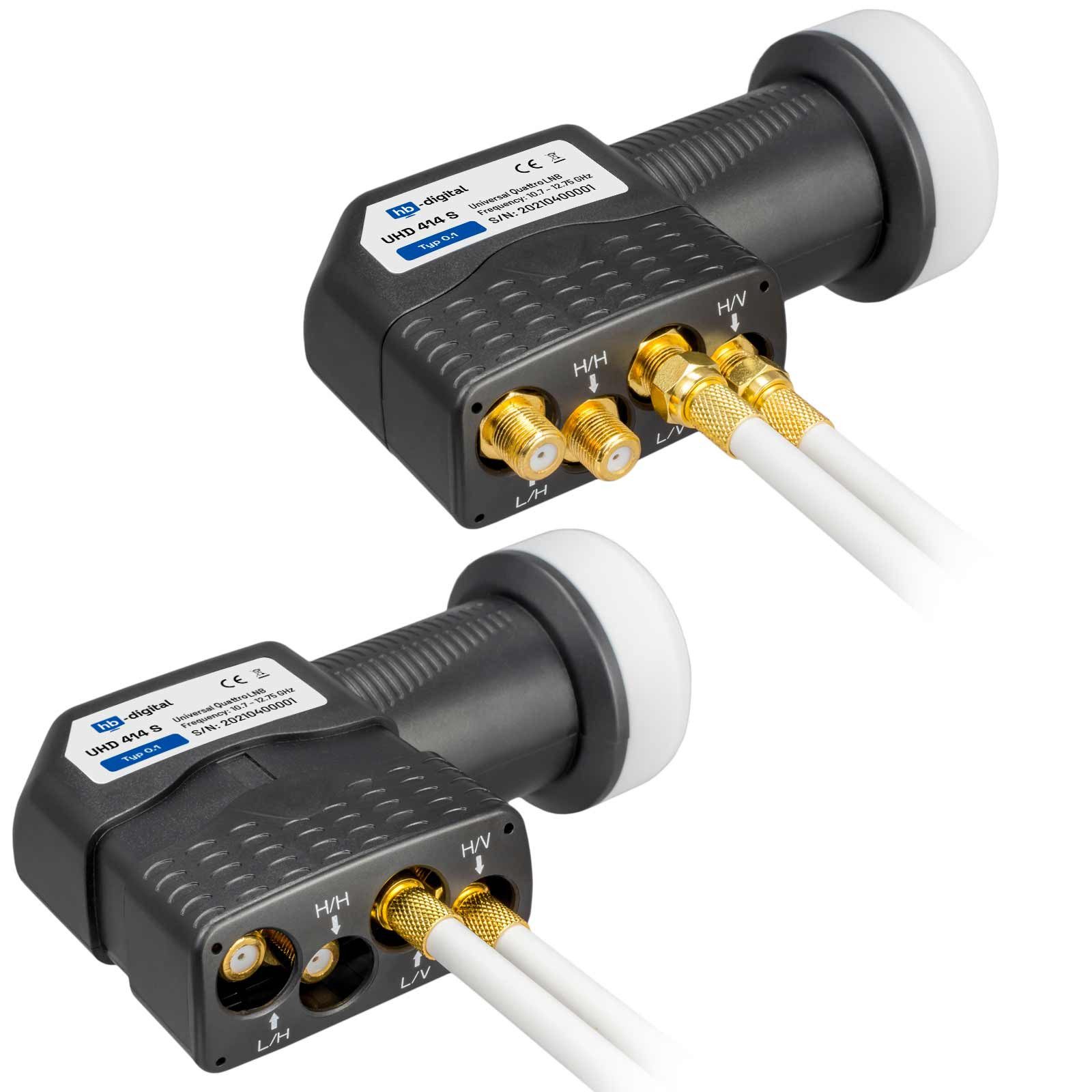 HB-DIGITAL LNB Quattro UHD 414S für Multischalter wasserdicht Universal-Single-LNB (für 4 Teilnehmer, Die vergoldeten F-Anschlüsse für noch bessere Signalübertr – Bild 4 von 5