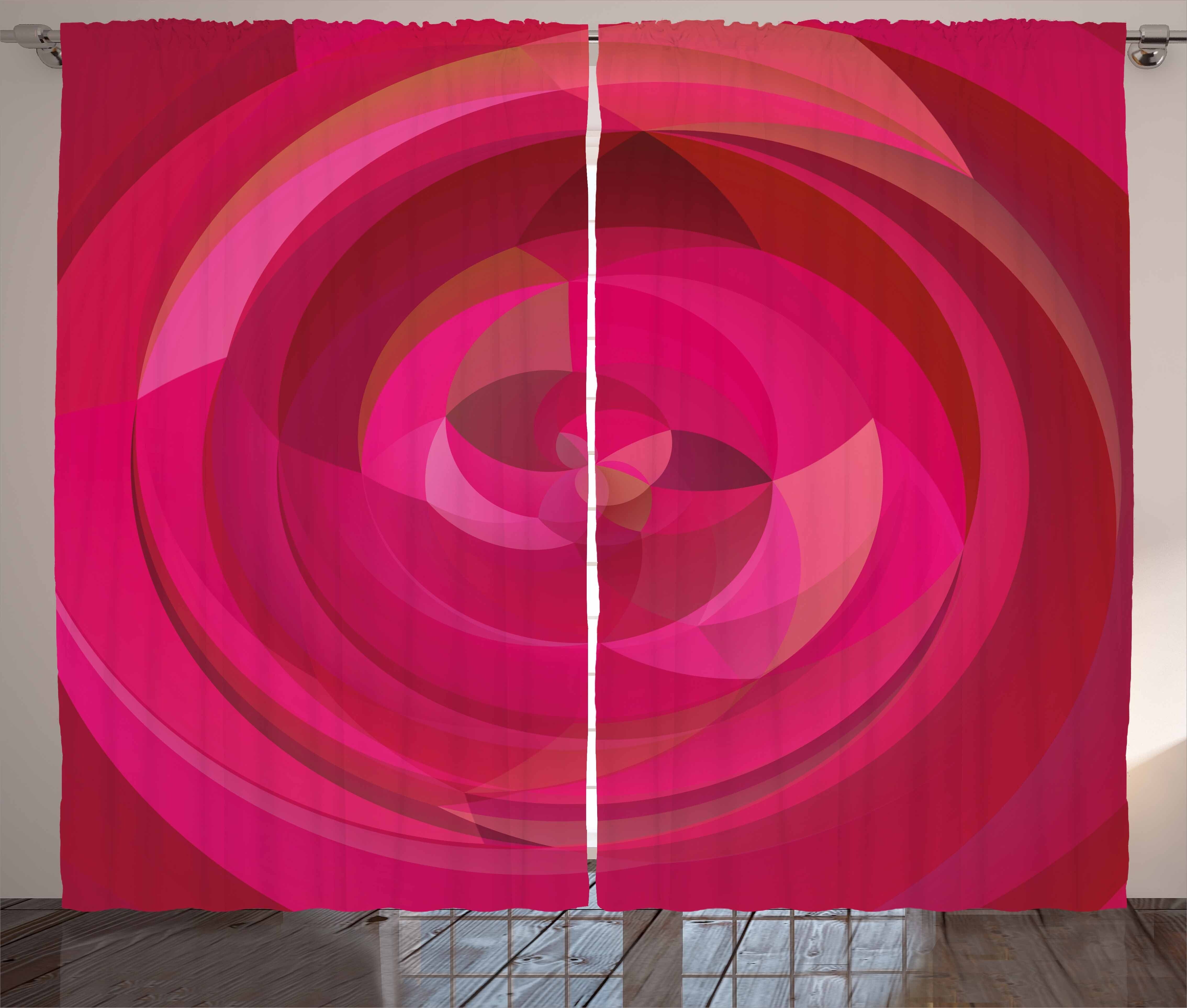 Gardine Schlafzimmer Kräuselband Vorhang mit Schlaufen und Haken, Abakuhaus, Hot Pink Zusammenfassung wirbelt Shapes