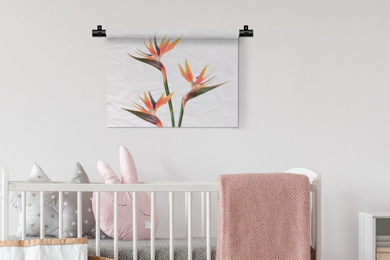 - Wanddekoobjekt Wandbehang, Schlafzimmer, - Kleid, Wanddeko Kinderzimmer Orange - Pflanzen, Natur Wohnzimmer, für MuchoWow Blumen