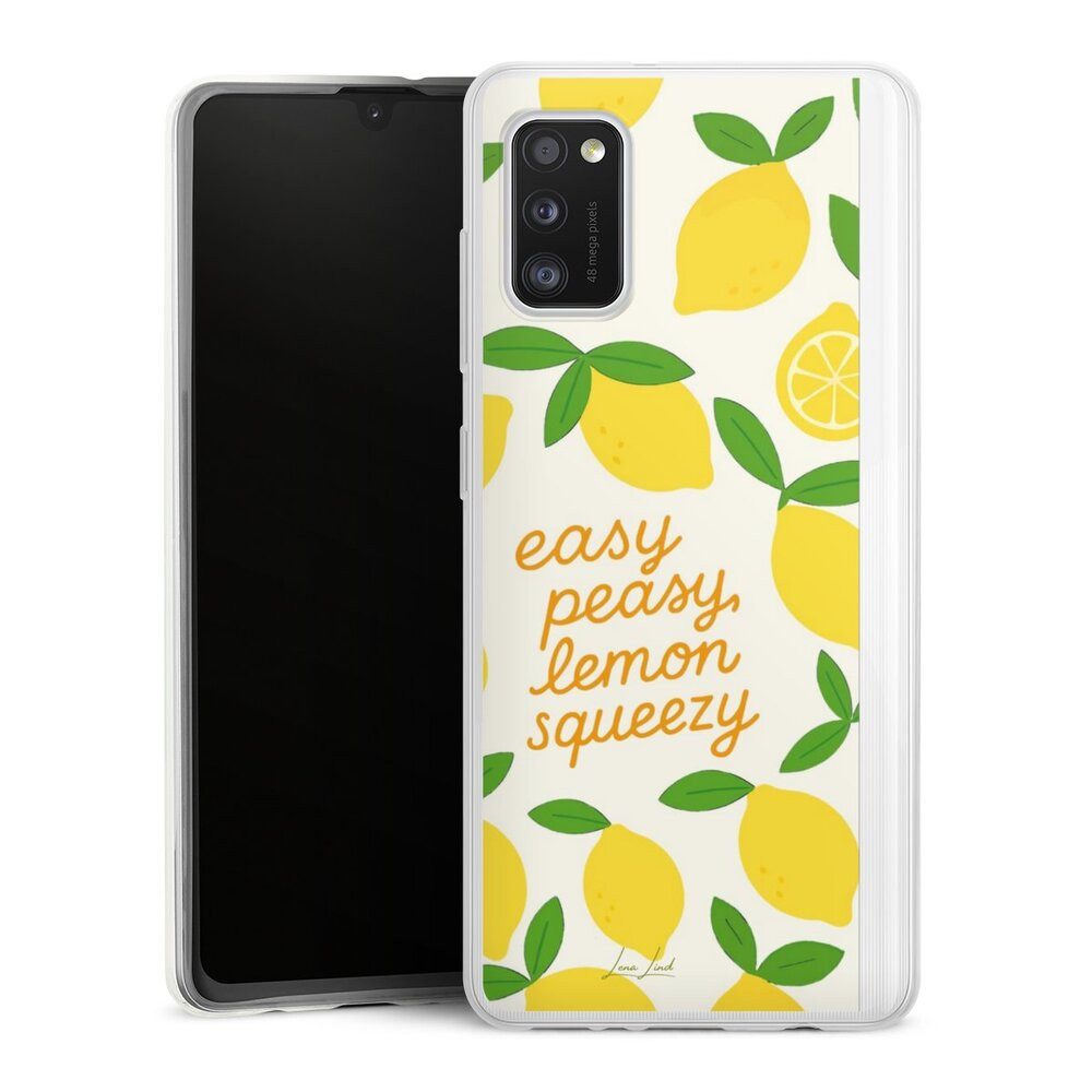 DeinDesign Handyhülle Zitrone Spruch Statement Easy Peasy Lemon Queezy, Samsung Galaxy A41 Slim Case Silikon Hülle Ultra Dünn Schutzhülle