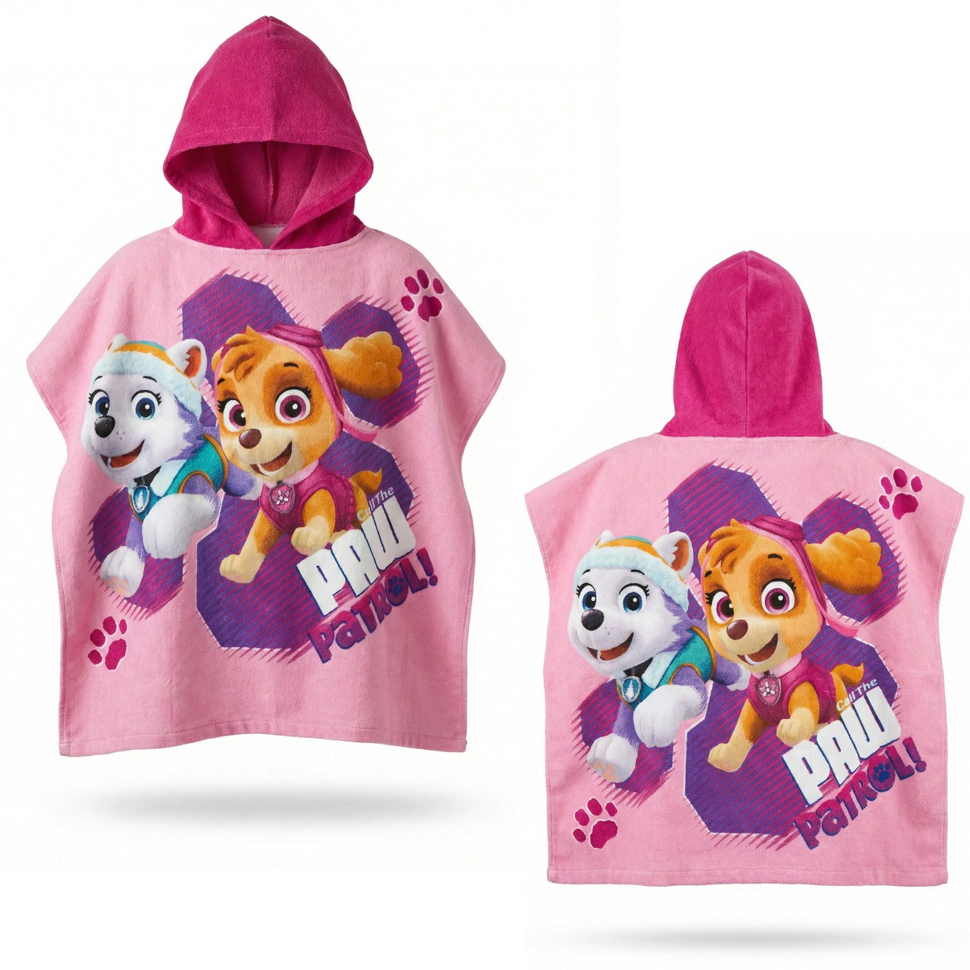 PAW PATROL Badeponcho PAW Patrol Kinder Mädchen Mikrofaser Poncho Badetuch Badeponcho, 55, Polyester, Kapuze, ohne