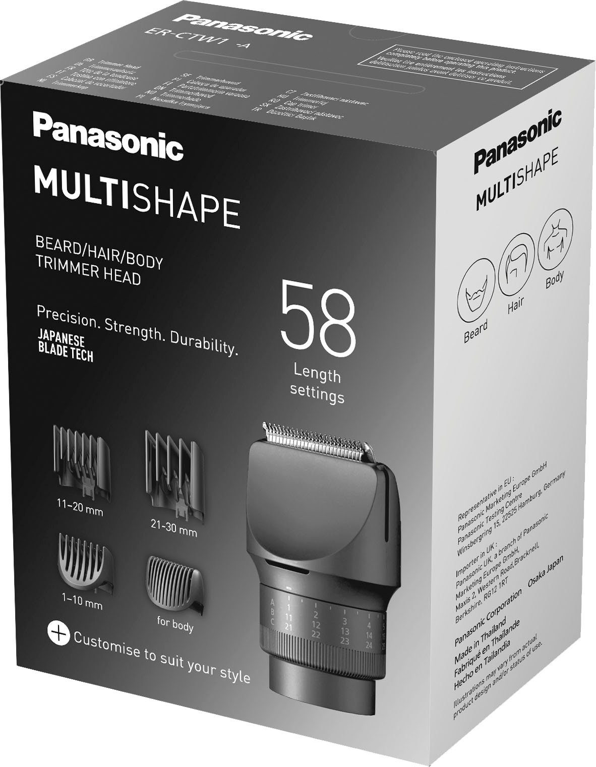 Panasonic Haar- Körper Bart, Trimmeraufsatz & Bartschneideraufsatz Multishape Haare und