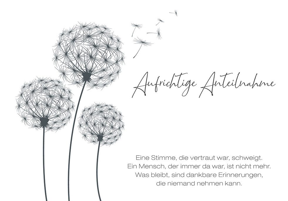 Perleberg Поздравительные открытки Trauer – Beileid – Kondolenz - Beileidskarte im Format 11,5x17cm