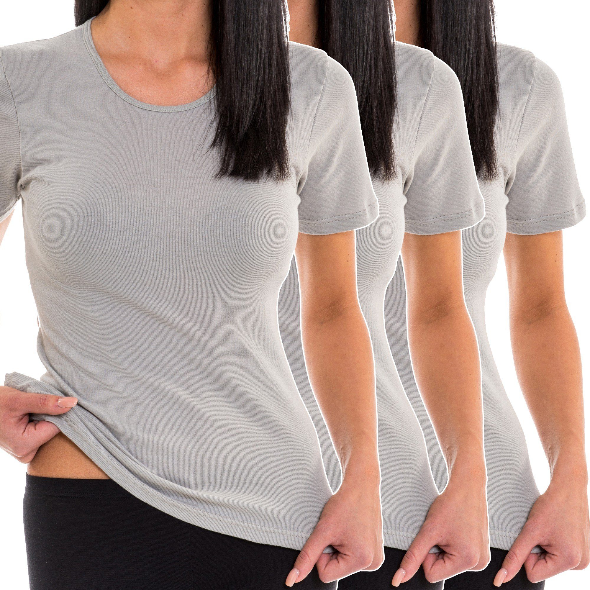 HERMKO Unterziehshirt 1800 (Pack, 3er) Bio-Baumwolle kurzarm Shirt Rundhals günstig online kaufen