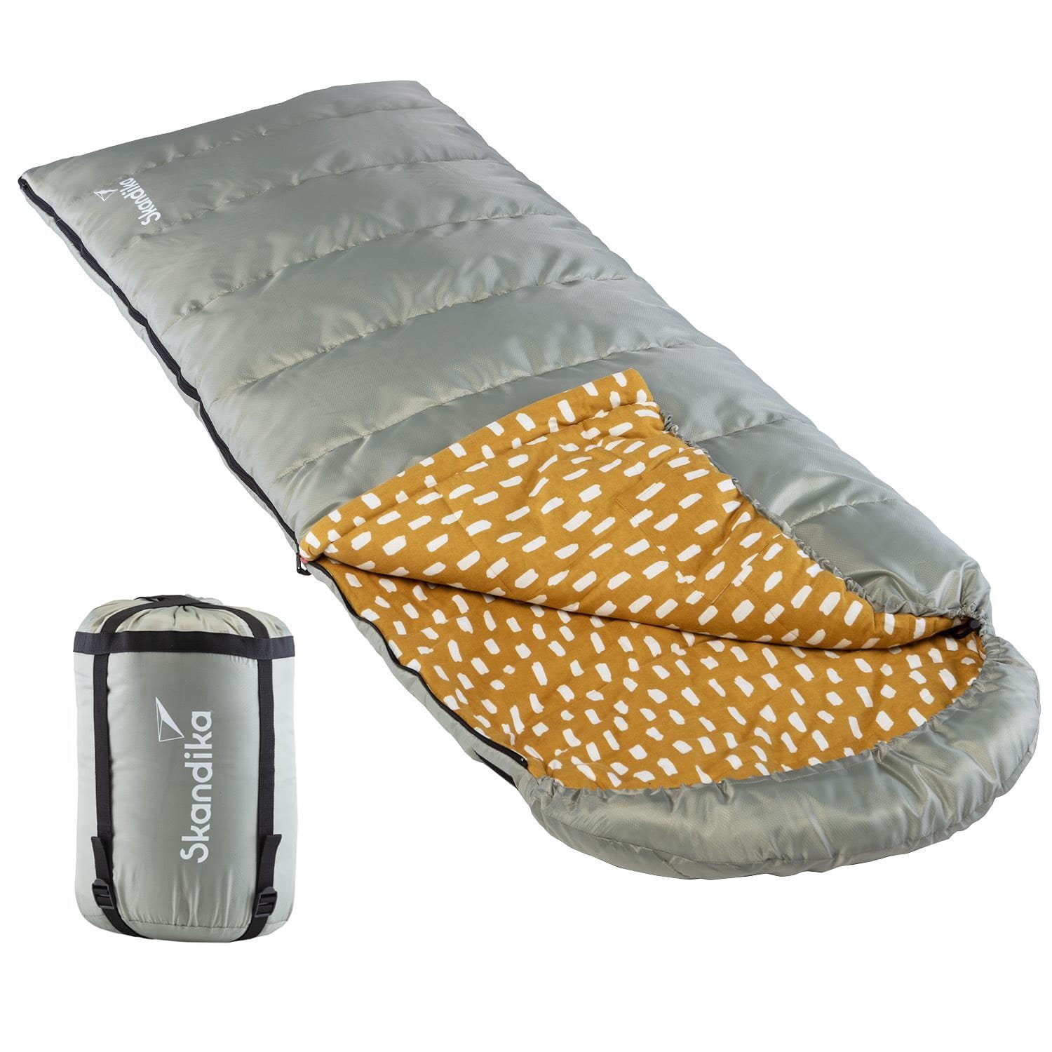 Skandika Deckenschlafsack Dundee Flanell, Reißverschluss links/rechts, Baumwolle, Camping, koppelbar, Doppelschlafsack, 3 Jahreszeiten, bis -20°C, 220 x 80 cm