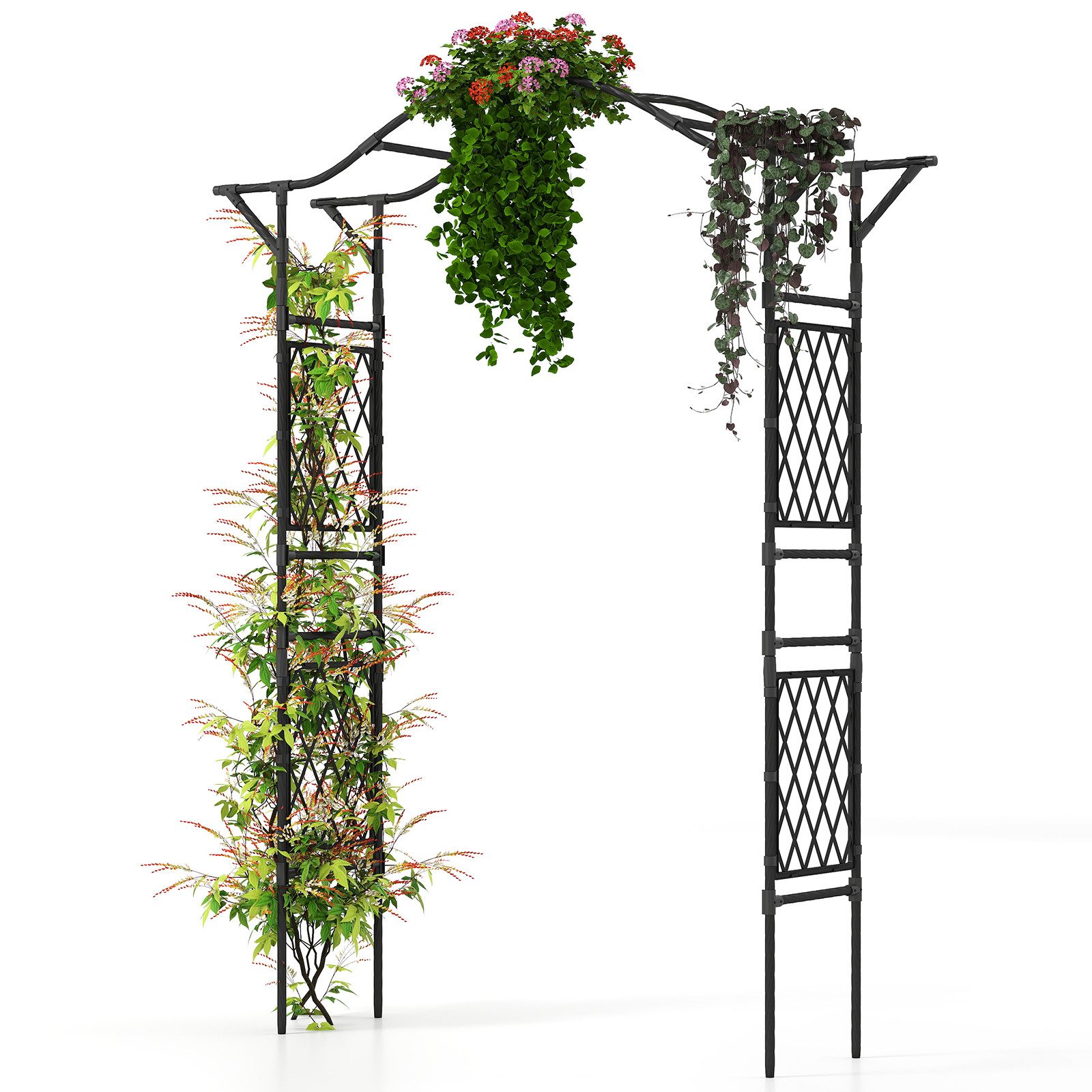 COSTWAY Rosenbogen, 1 St., Gartenbogen Metall, Rosengitter Rankhilfe, 210 cm