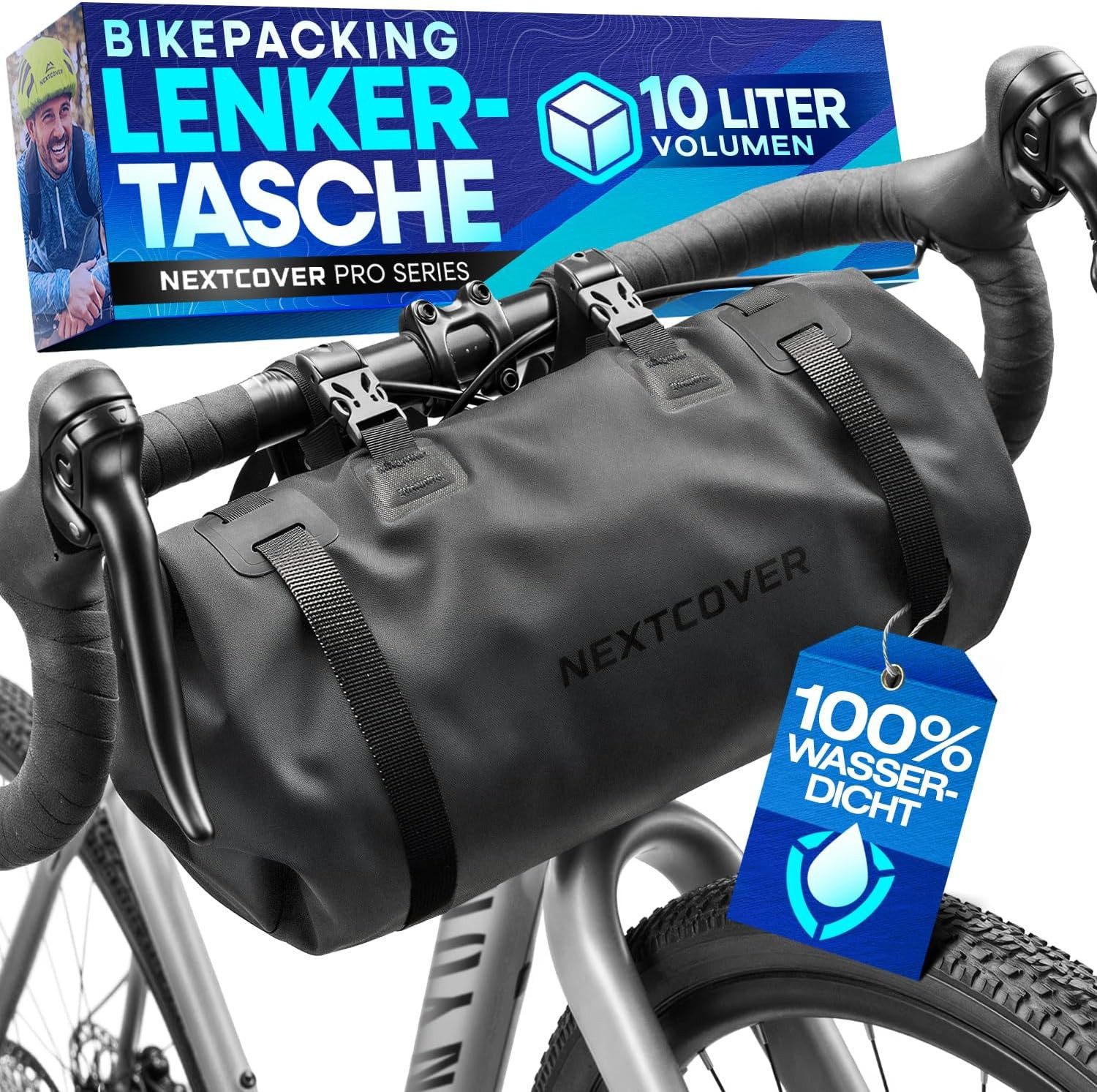 Nextcover Fahrradtasche Nextcover® Bikepacking Lenkertasche Fahrrad [10 Liter]