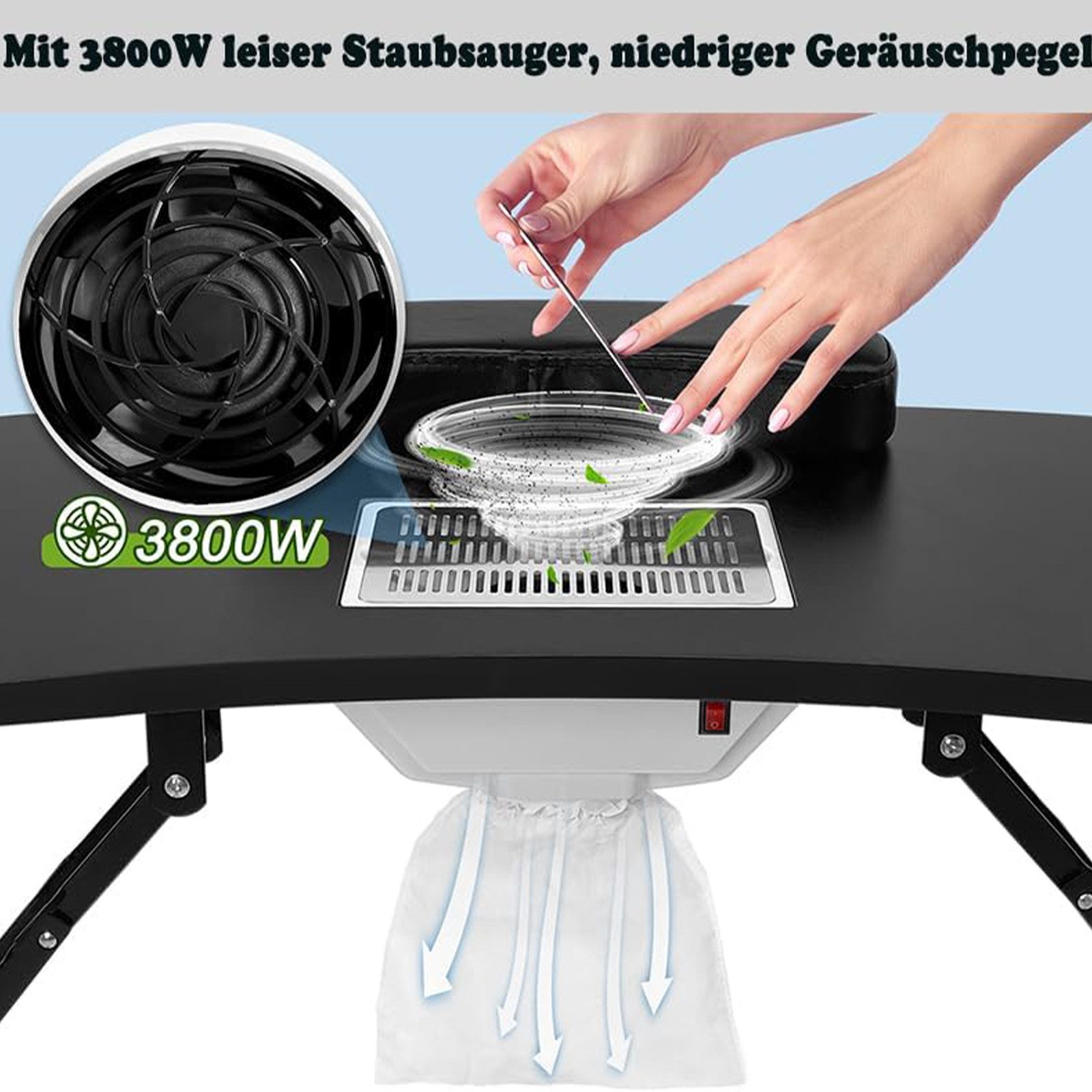 FIVMEN Arbeitstisch Maniküretisch Faltbar Nageltisch Tragbarer mit Rollen Beweglich (mit Bringen Sie Schublade und tragbare Tasche) – Bild 5 von 5
