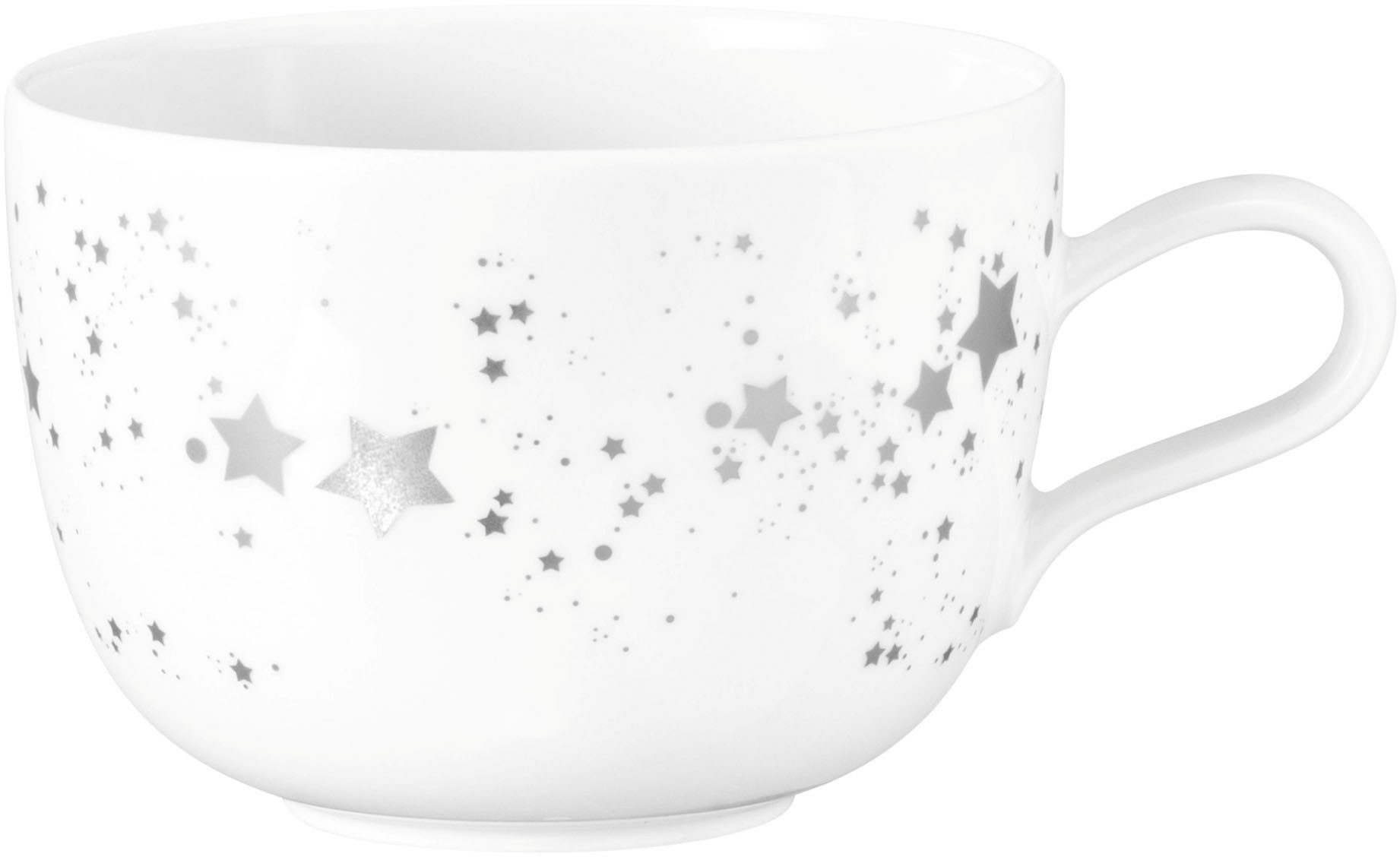 Seltmann Weiden Tasse Liberty - Silver Stars, 1-tlg., Porzellan, Milchkaffeeobertasse 0,38 l