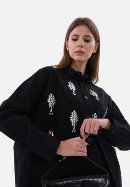 COFI Casuals Langarmhemd Damenhemd mit Details One-Size Blusen Langarm Oversize