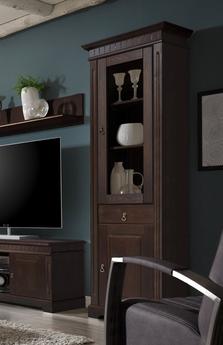 Empinio24 Vitrine Cordoba Breite 64 cm, Türanschlag rechts, Kiefer massiv