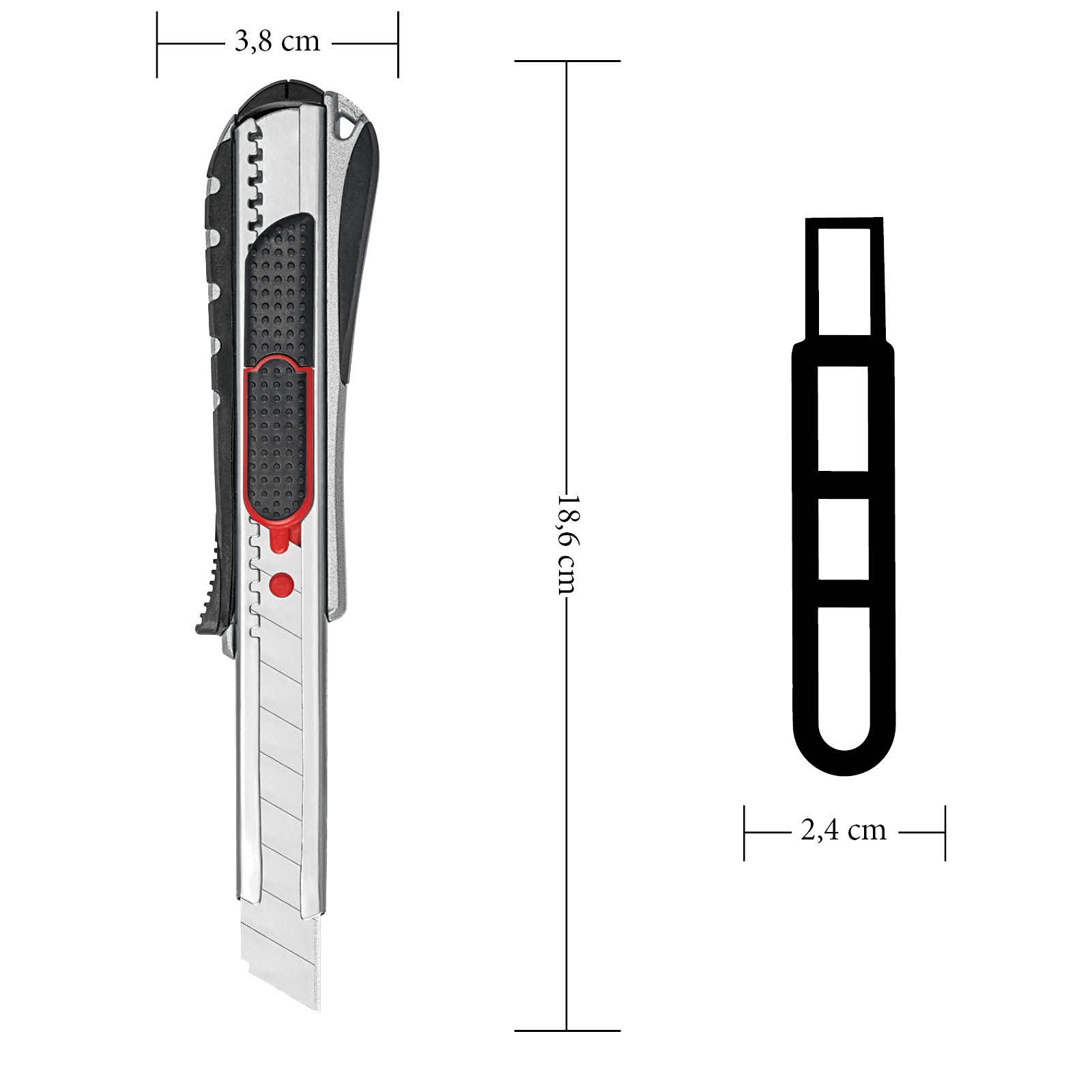 WEDO Cutter, 787018 mm Abbrechklinge: 2 - 18 WEDO® Cuttermesser Abbrechklinge), 1 1 Teppichmesser Cutter Stück 1 Safety in (Packung, silber St., inkl. 