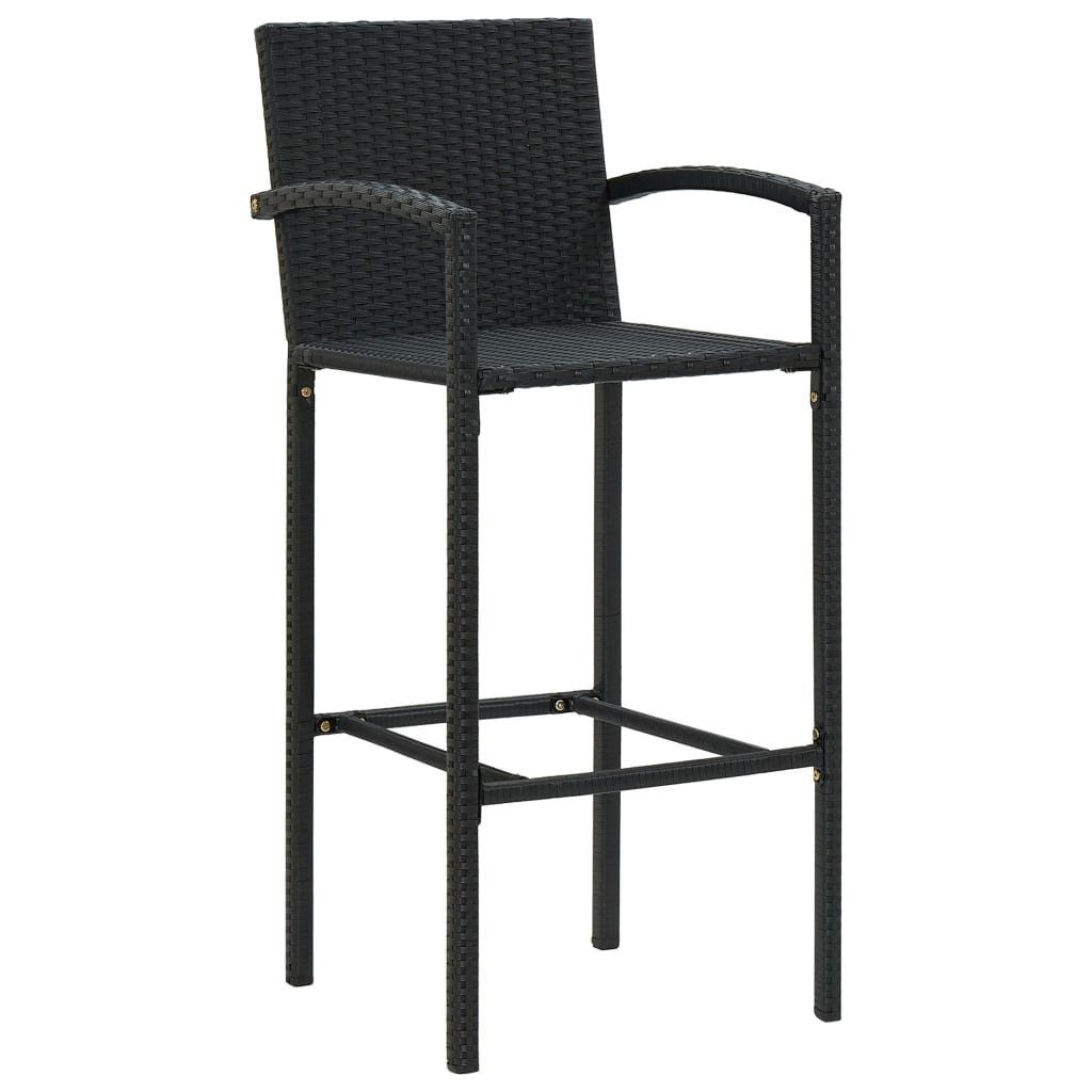 vidaXL Gartenlounge-Set 5-tlg. Garten-Bar-Set Schwarz, mit Poly (5-tlg) Armlehnen Rattan