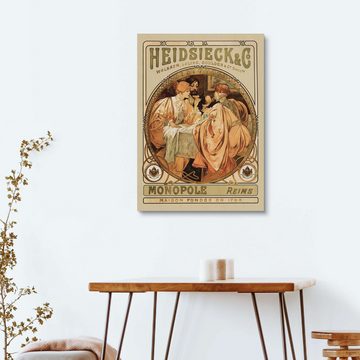 Posterlounge Holzbild Alfons Mucha, Heidsieck Champagner, Küche Vintage Malerei