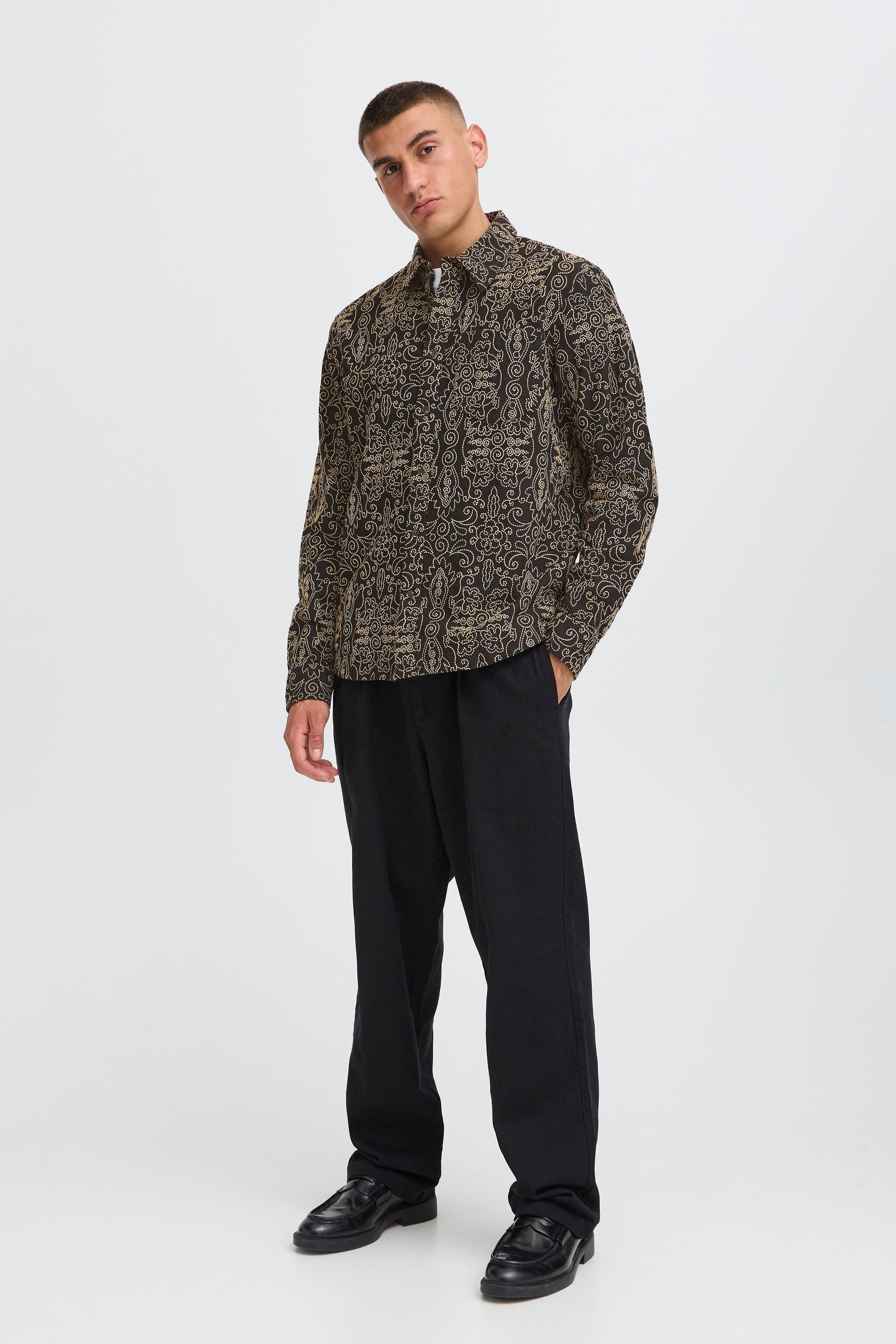 !Solid Hemdjacke SDSkibber Gemustertes Langarmhemd aus 100% Baumwolle