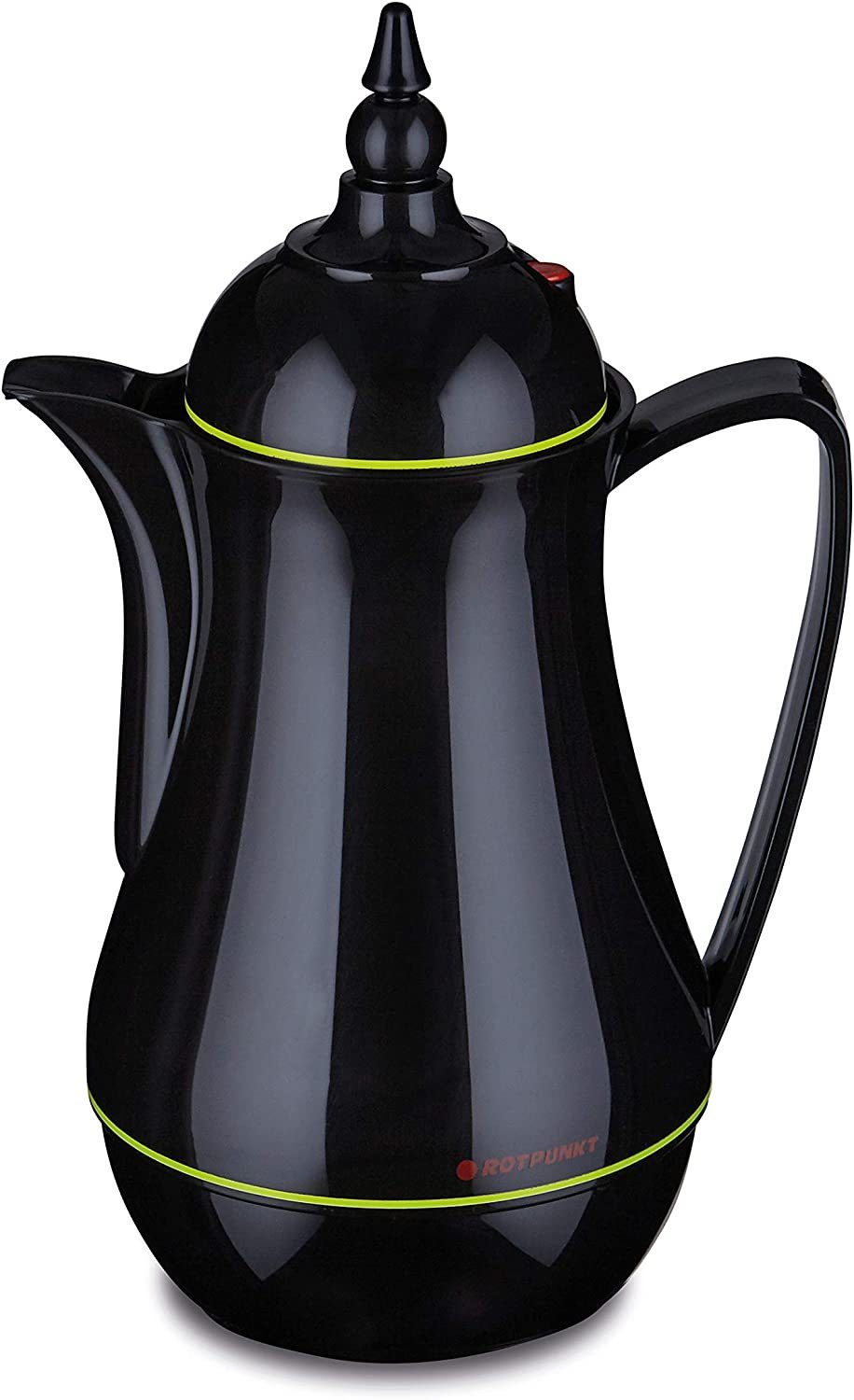 ROTPUNKT Isolierkanne 1,0 ltr. hochwertig I Glaseinsatz I Thermo I 24 std warm 36 Std kalt, 1 l, (Kaffeekanne I Teekanne, 911 black/summersquash), Glaskolben aus doppelwandigem Rosalin-Glas