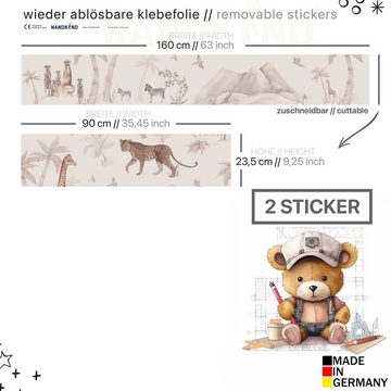 WANDKIND Wandtattoo Aufkleber für IKEA KURA Kinderbett Safaritiere (Ohne Möbel) IKB502, wieder ablösbar