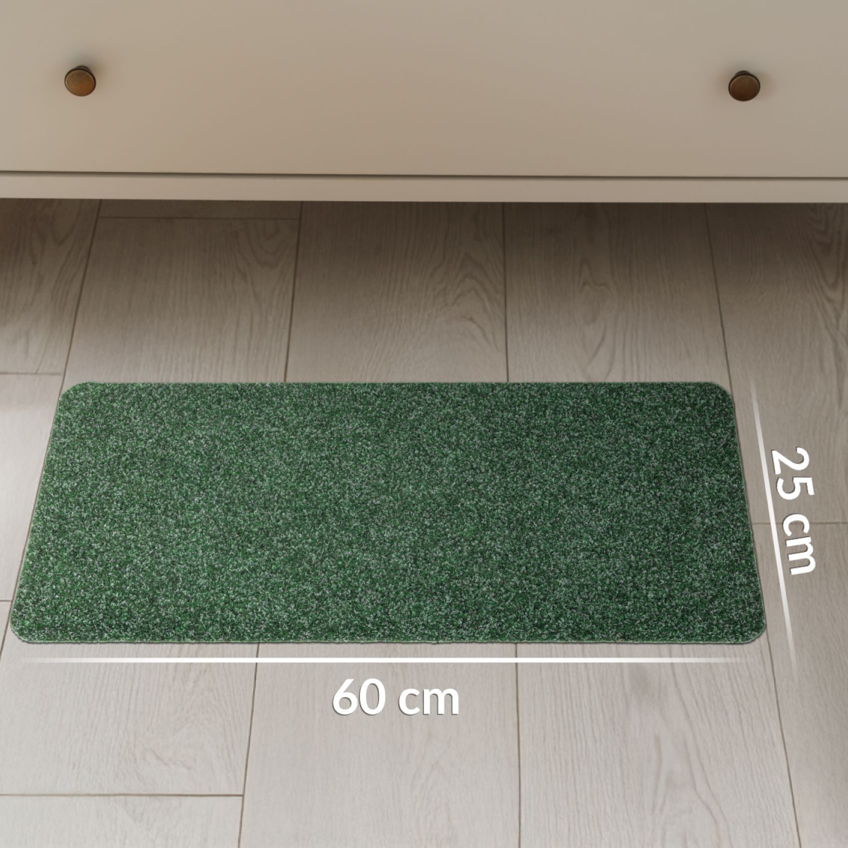 ANRO Fußmatte POET Schuhparkplatz schmal Schmutzfangmatte Unifarben, eckig, Höhe: 3 mm, Schuh-Abstellplatz rutschfest 25x60cm Kräusel Grün wasserdicht – Bild 5 von 5