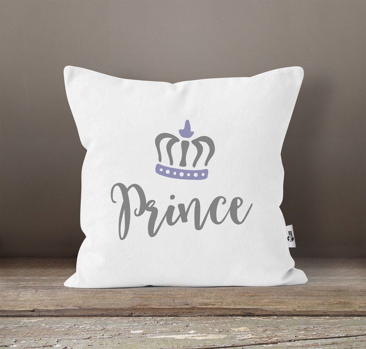 Baumwolle Prince Partner Deko-Kissen Dekokissen weiß MoonWorks MoonWorks® Paare Princess Krone Kissen-Hülle Pärchen Kissen-Bezug Prince