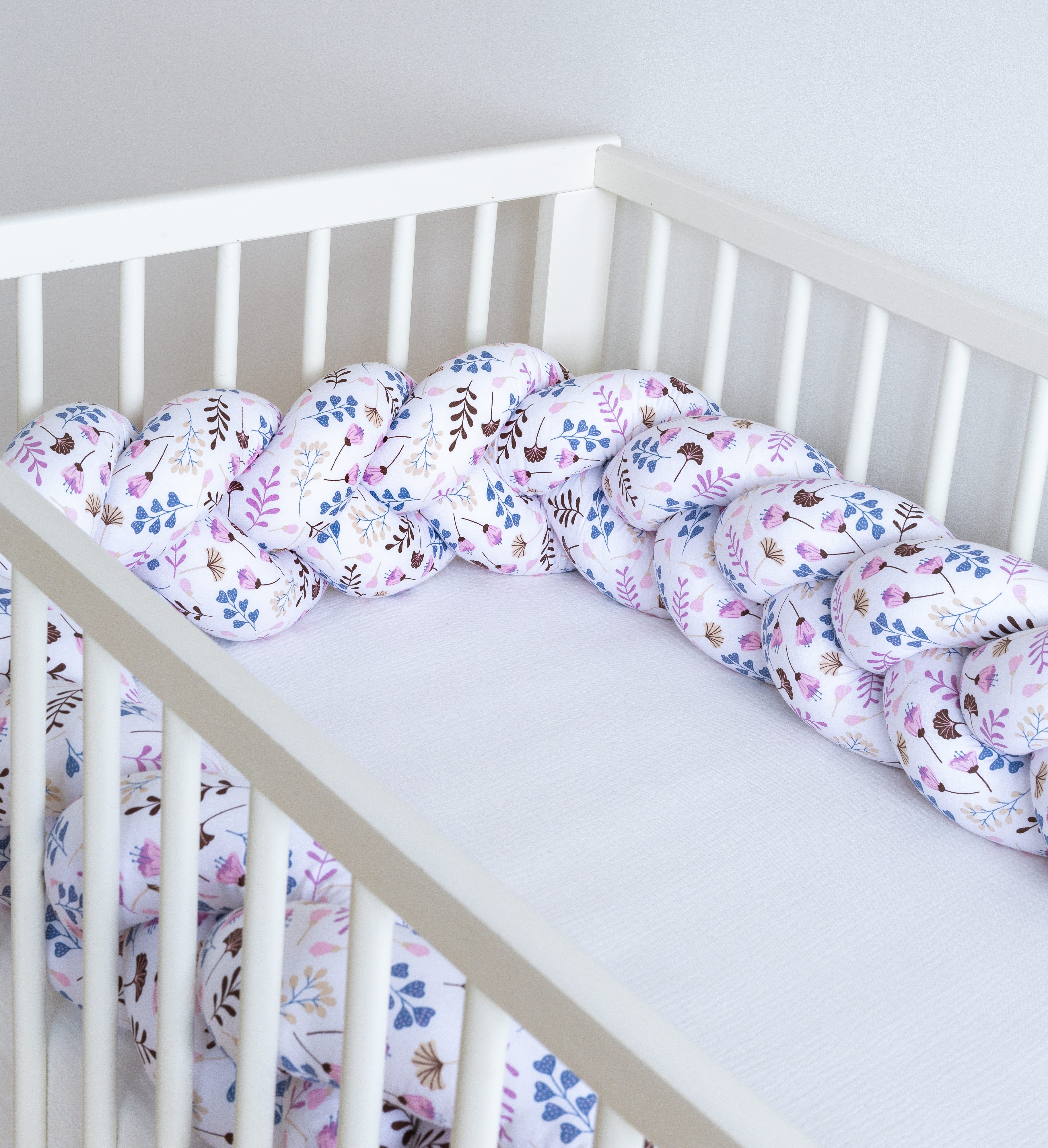 Loolay Nestchenschlange Geflochtenes Kissen Zierkissen Dekokissen Bettumrandung ROSA Blumen, (Zugluftstopper Zugluft Schlange Wickeltischumrandung Babybett Kinderzimmer Schutz, Wohndeko Bettschlange 100 150 200 300 400 cm & Länge auf Anfrage), Zugluftstopper tolle Wohndekoration Geschenk