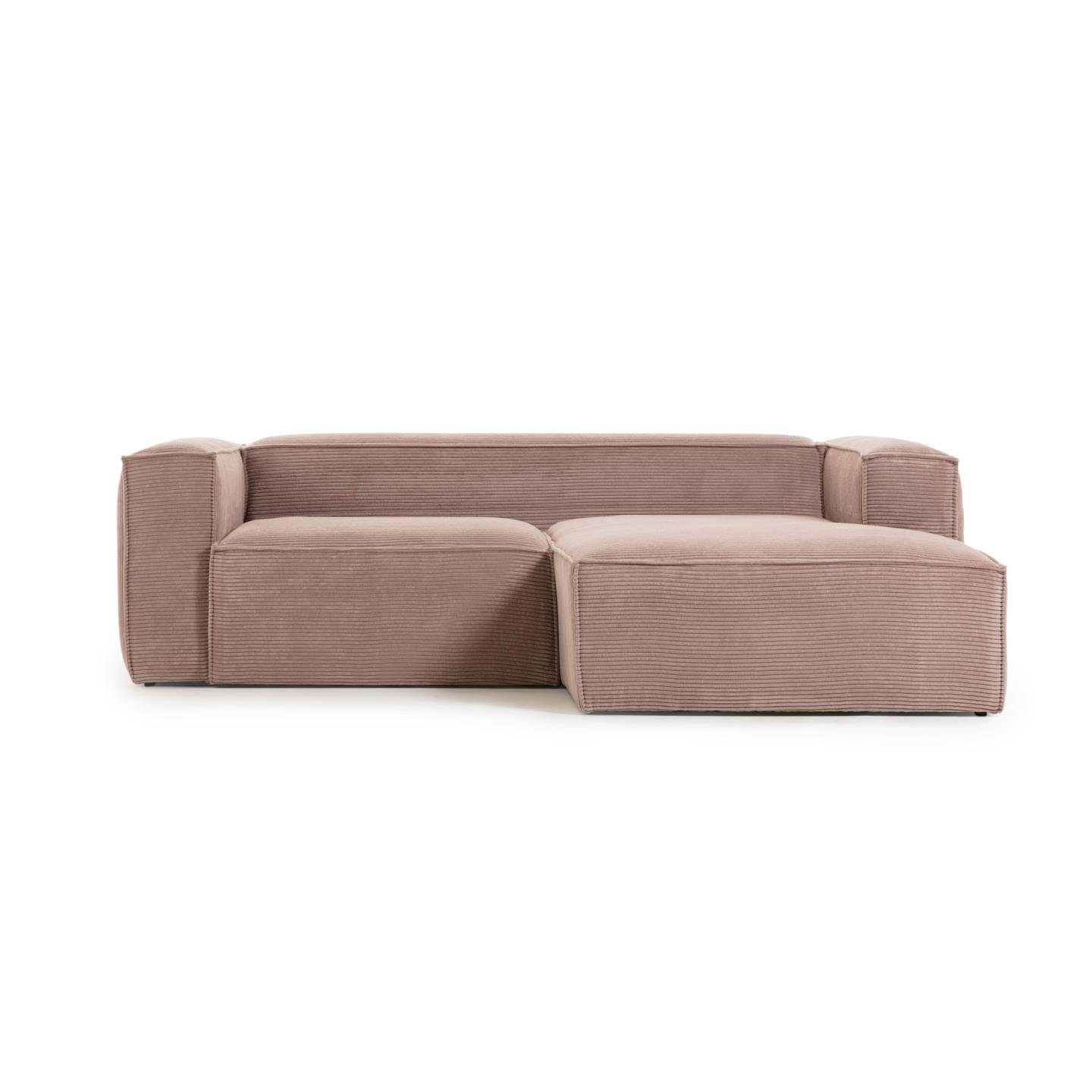 Sofa Blok Couch 240cm Natur24 mit 2-Sitzer Longchair Sofa rechts rosa