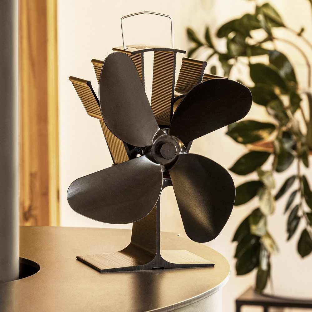 Haushalt International Kaminventilator Ventilator für Kaminöfen Kamin-Lüfter Warmluftverteiler, betrieben durch Wärmeenergie