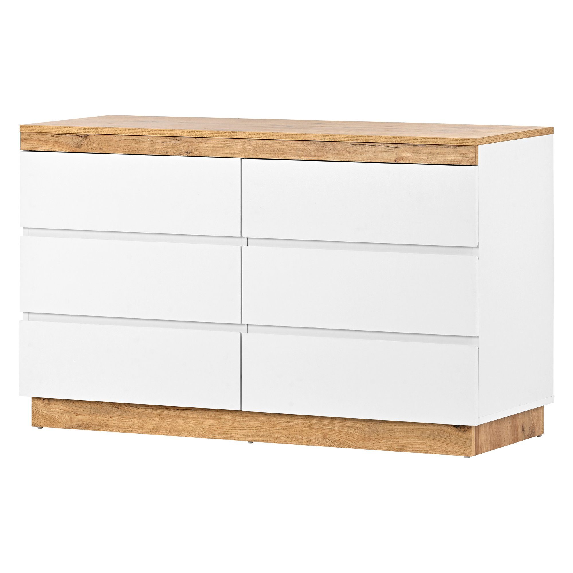 Flieks Kommode, Nachtschrank Sideboard mit 6 Schubladen 110x40x67.5cm
