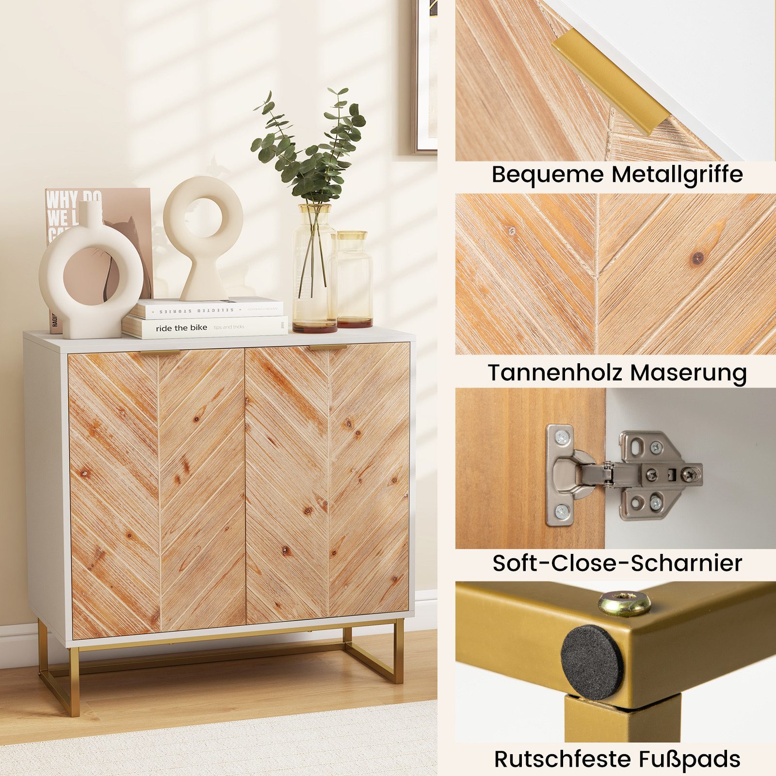 KOMFOTTEU Küchenbuffet Sideboard mit 2 Türen günstig online kaufen