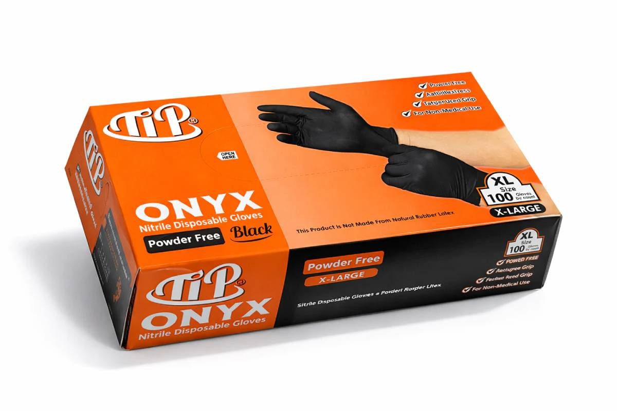PACKEO Nitril-Handschuhe Puderfrei, Professionelle Einmalhandschuhe - Schwarz - (100-St., - Gr. XL)